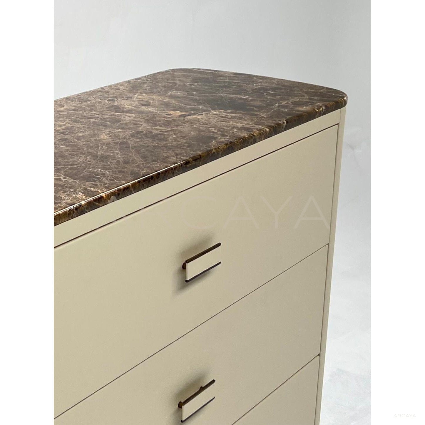Marble Top Four Drawer Leather Chest - scene