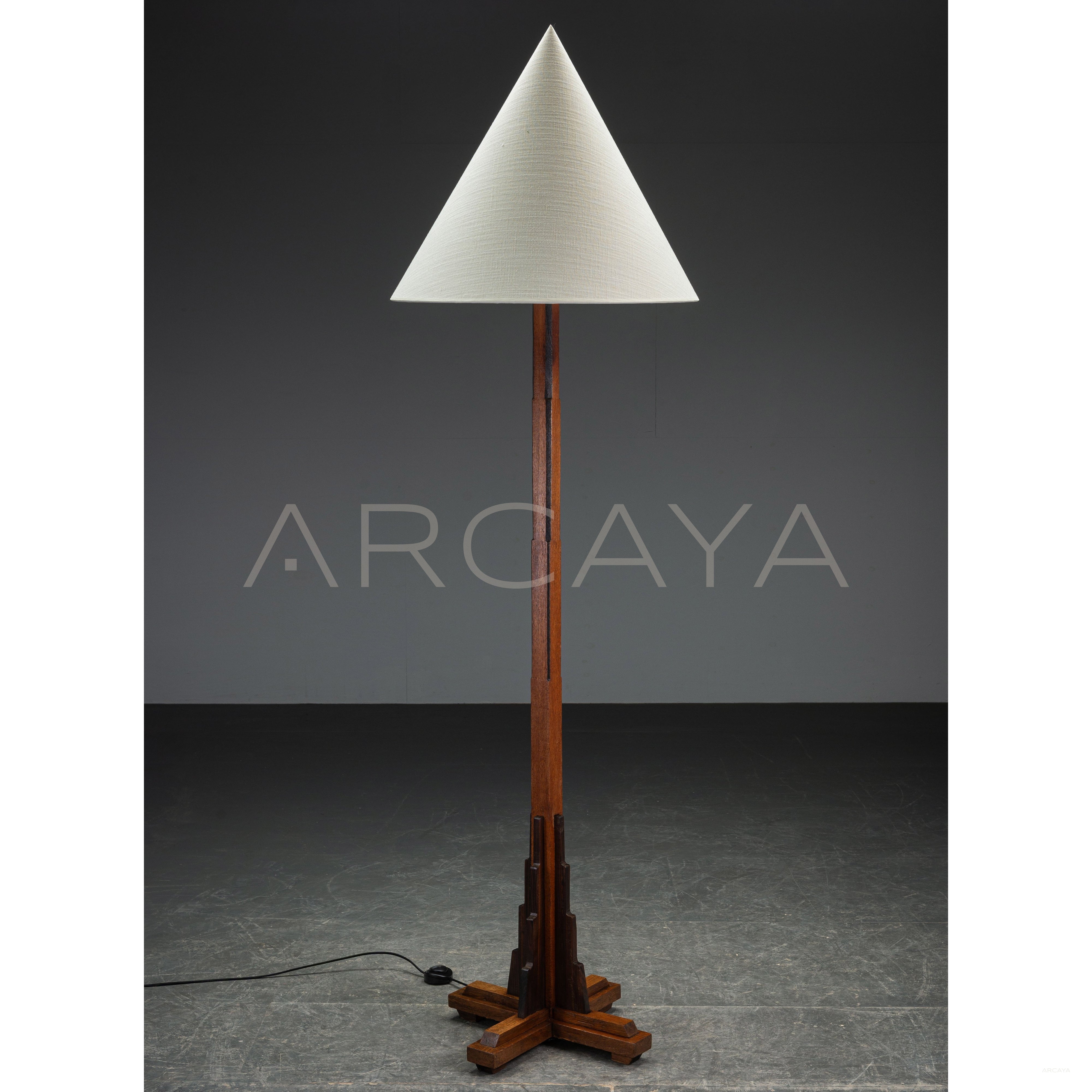 Natural Wood Triangle Floor Lamp