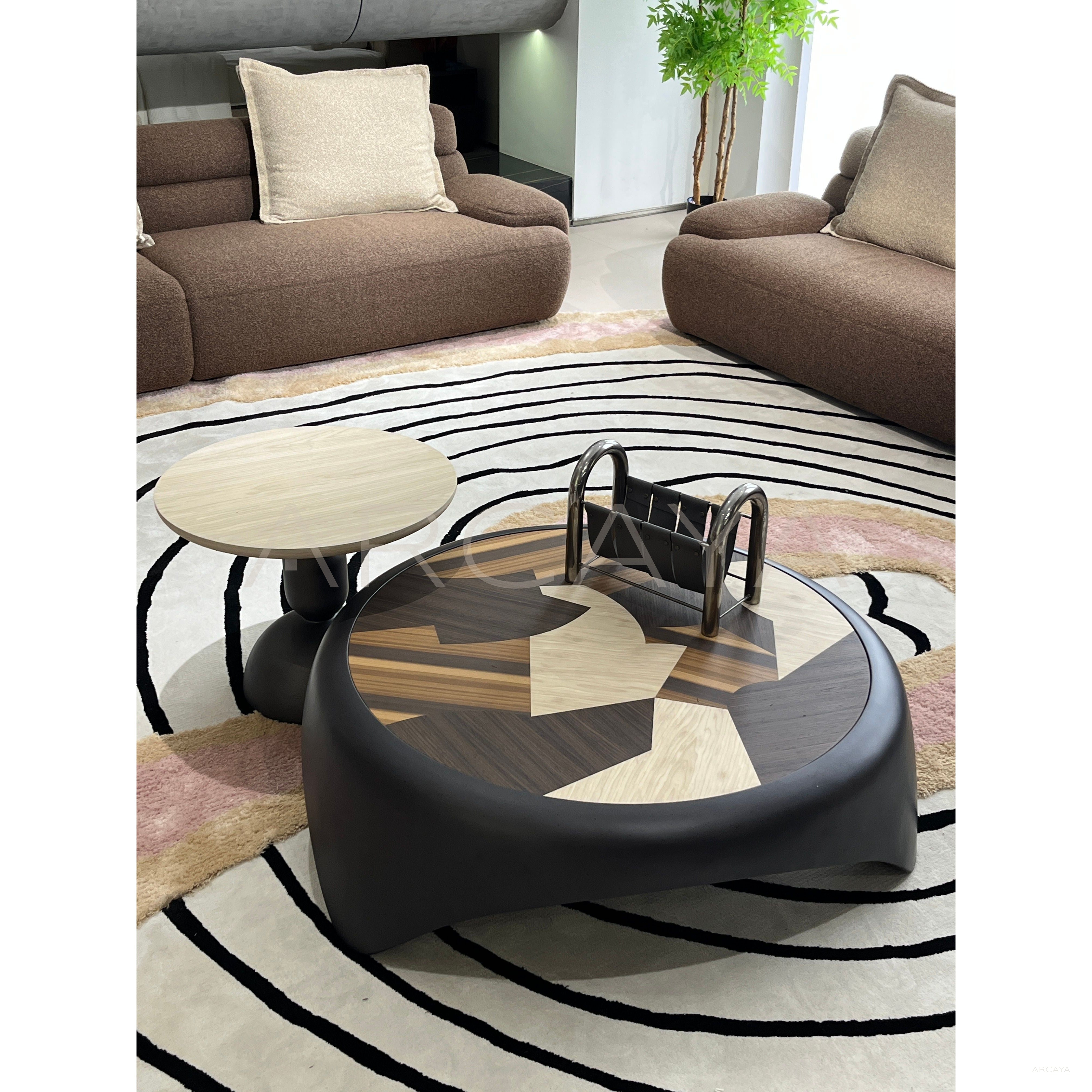Starry Black Nesting Round Coffee Table - scene