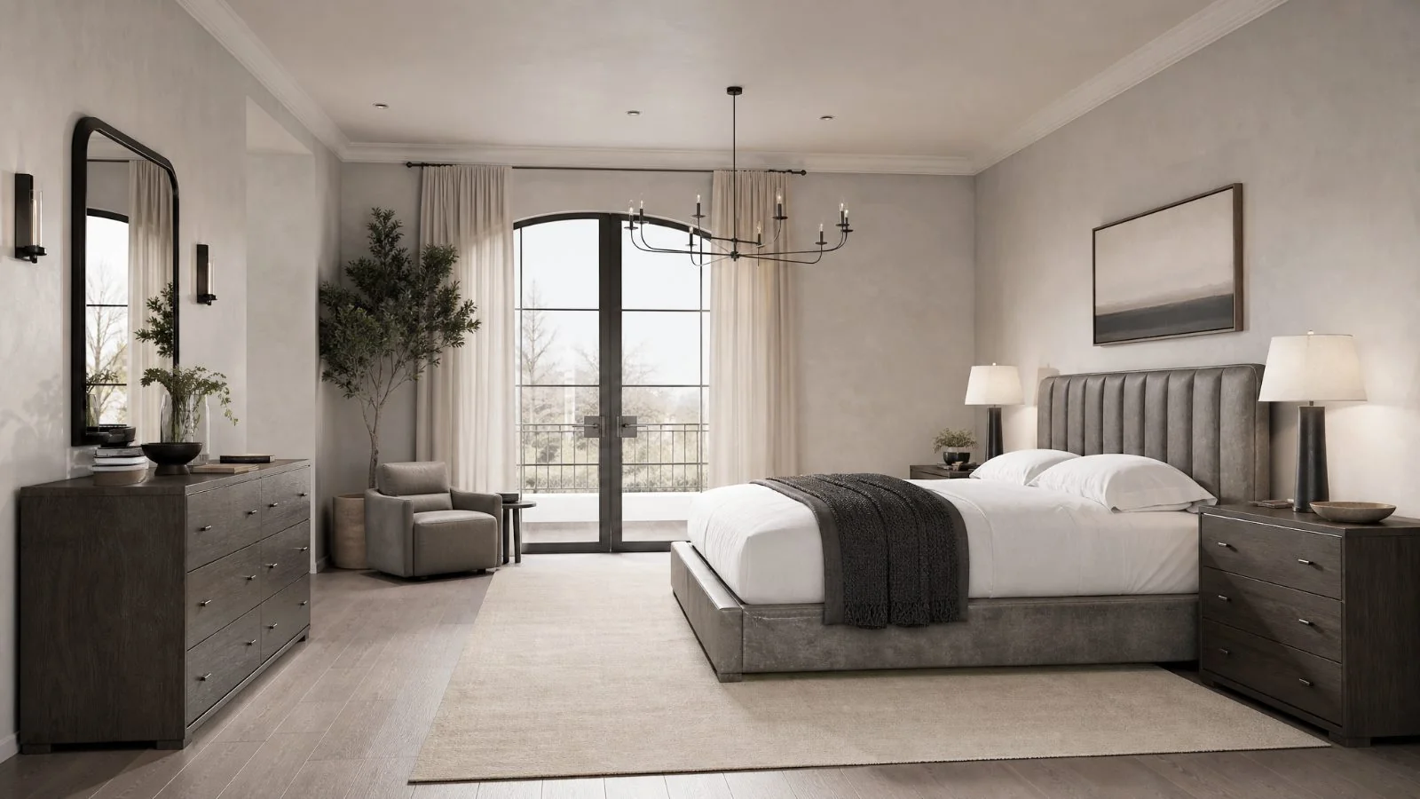 Leather Beds in a modern room