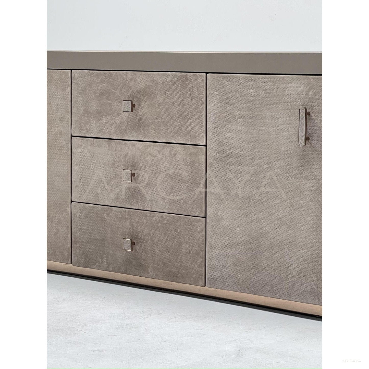 Diamond Velvet Curved Stone Sideboard - scene