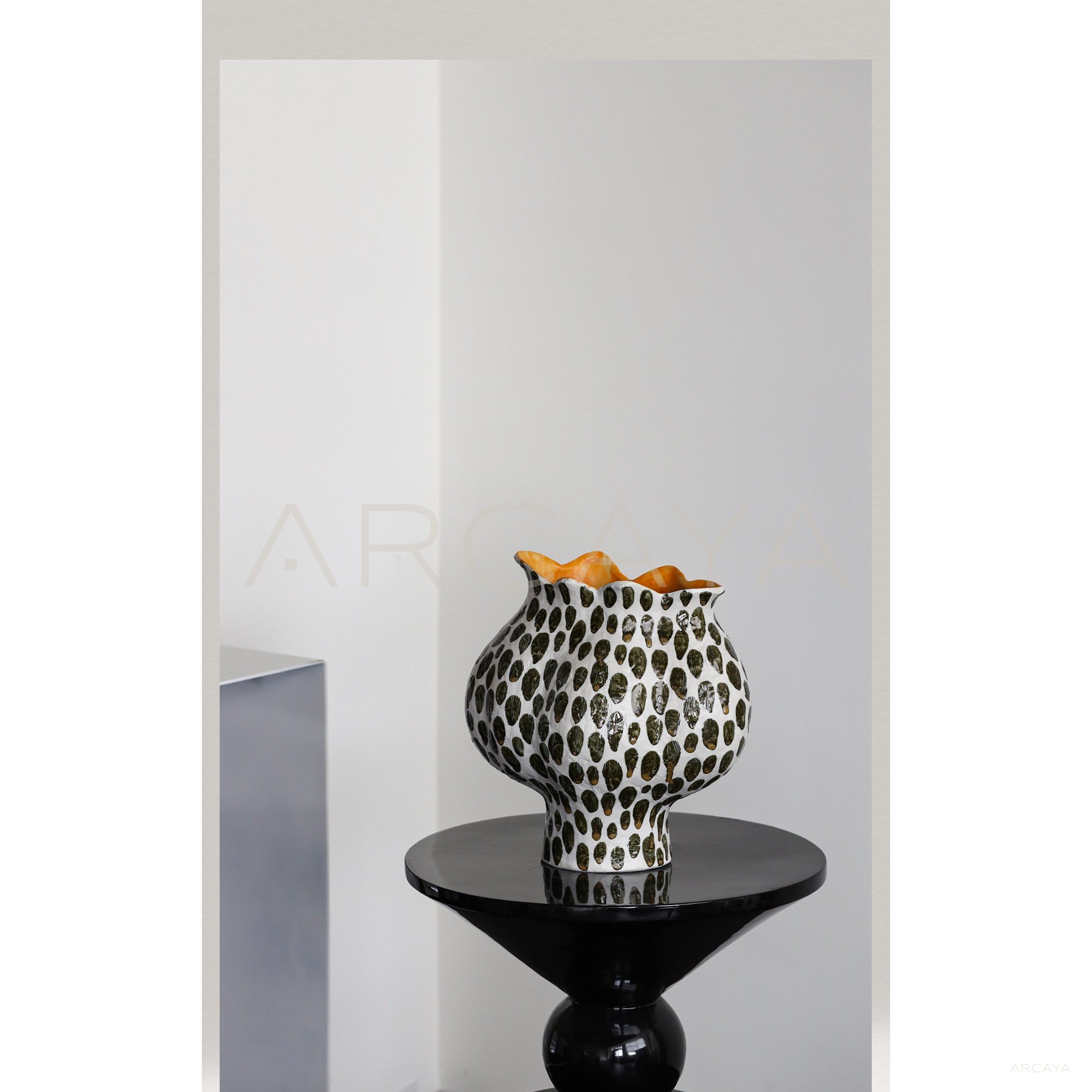Polka Dot Textured Ceramic Vase