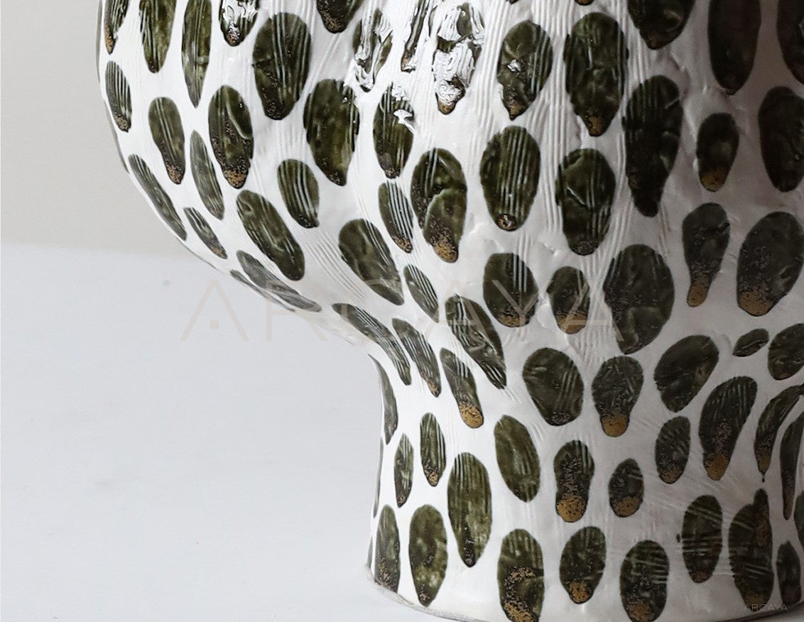 Polka Dot Textured Ceramic Vase - scene