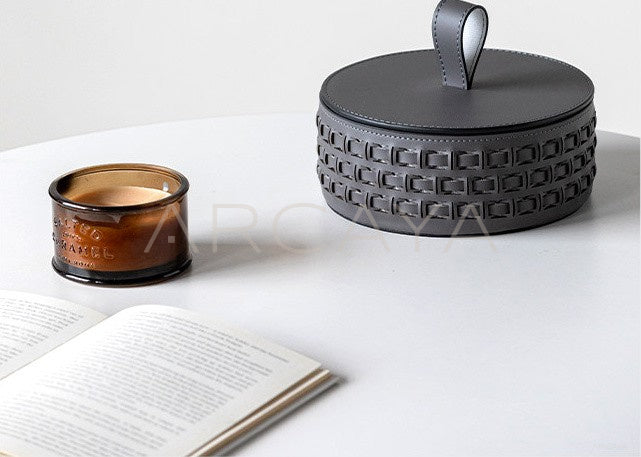 Hollow Leather Lidded Jewelry Box - scene