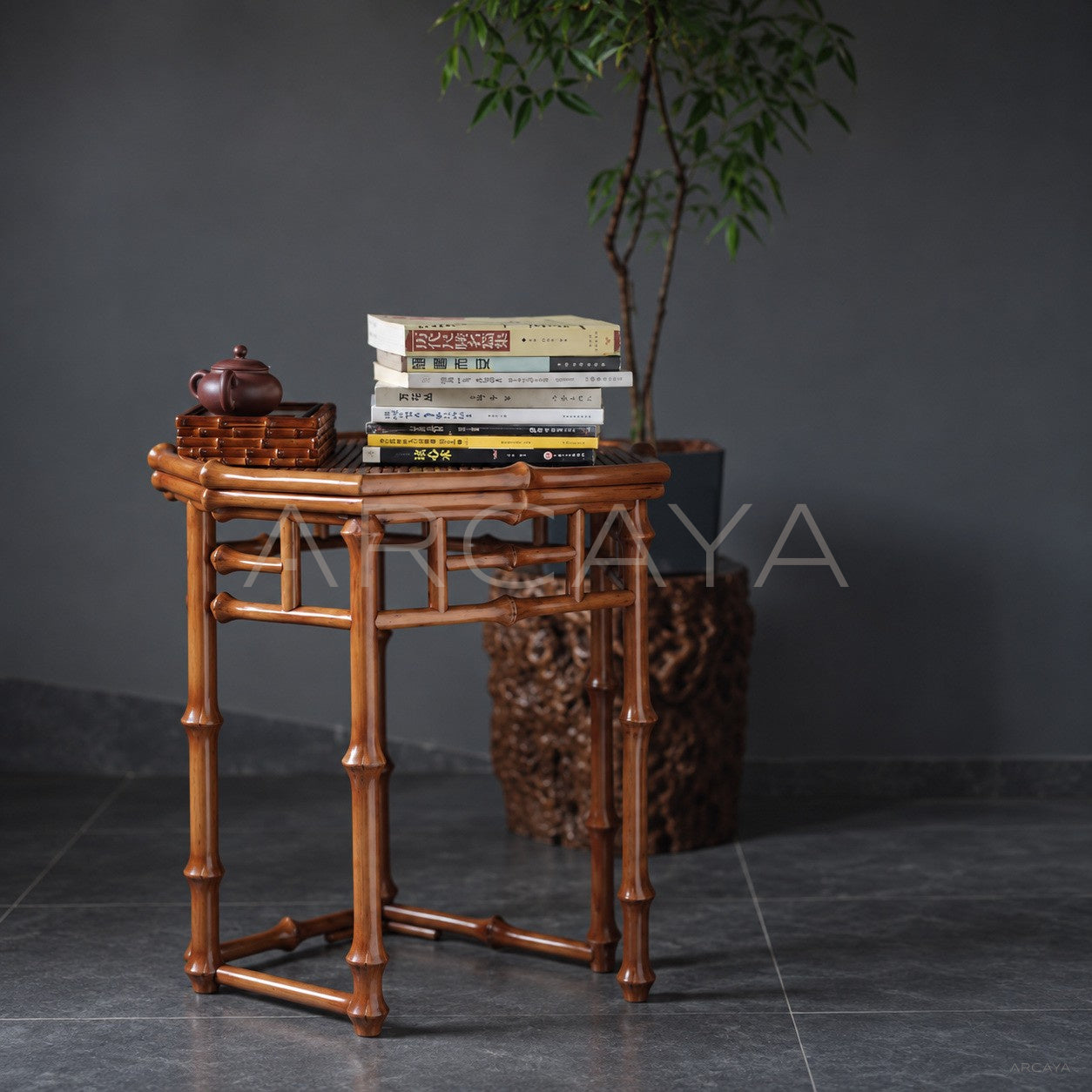 Hexagonal Bamboo Side Table