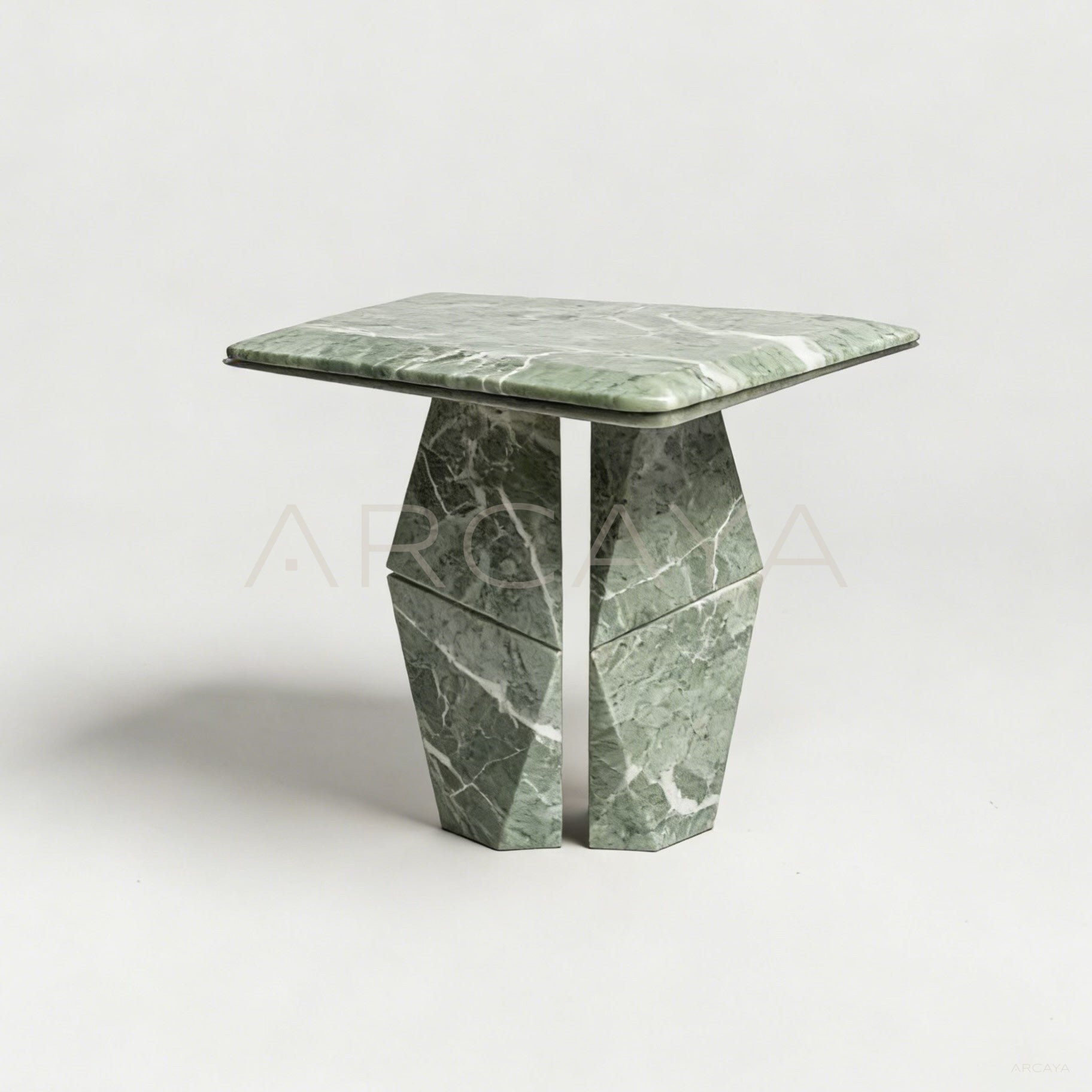 Aston Alpine Green Mid Century Marble Side Table - scene