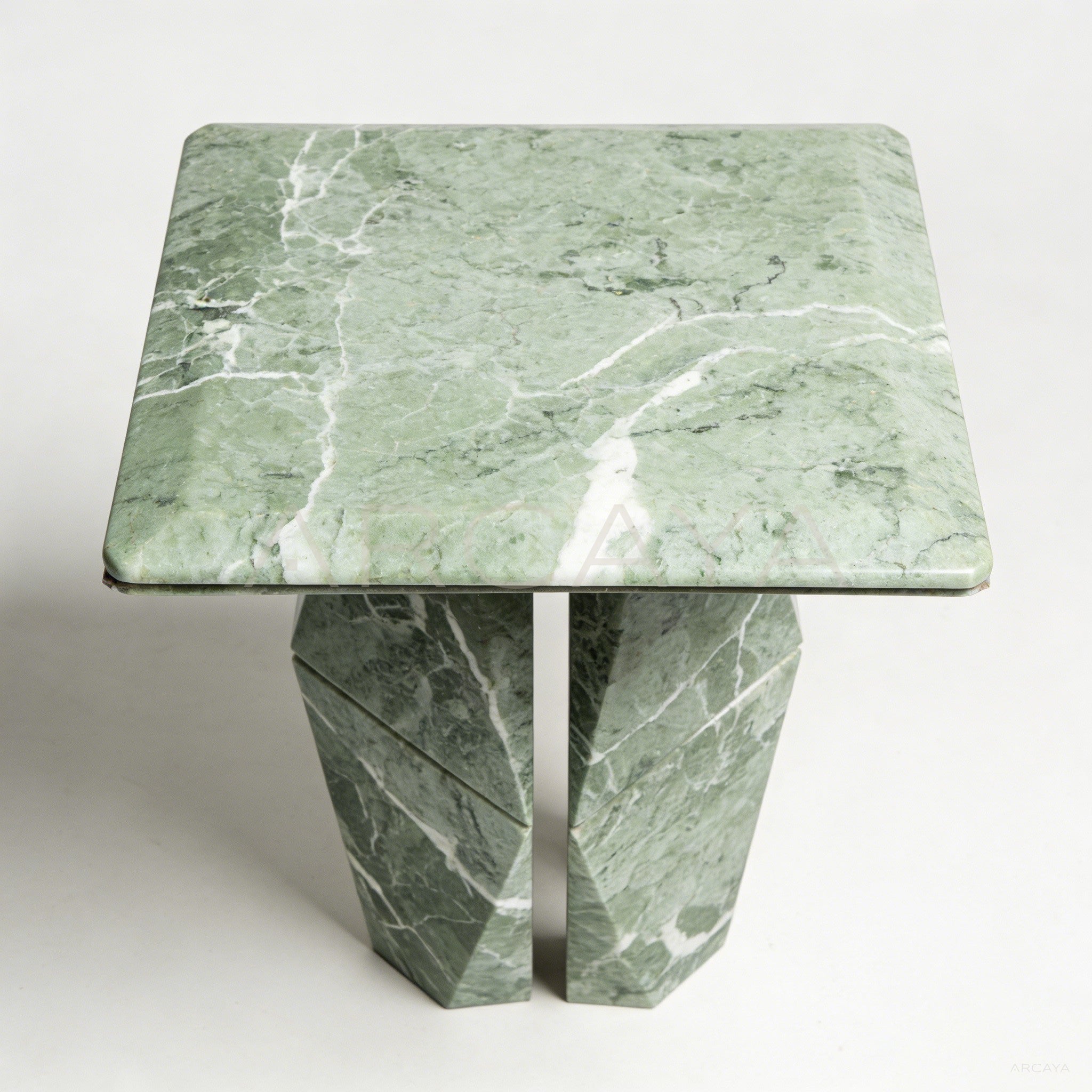 Aston Alpine Green Mid Century Marble Side Table - scene