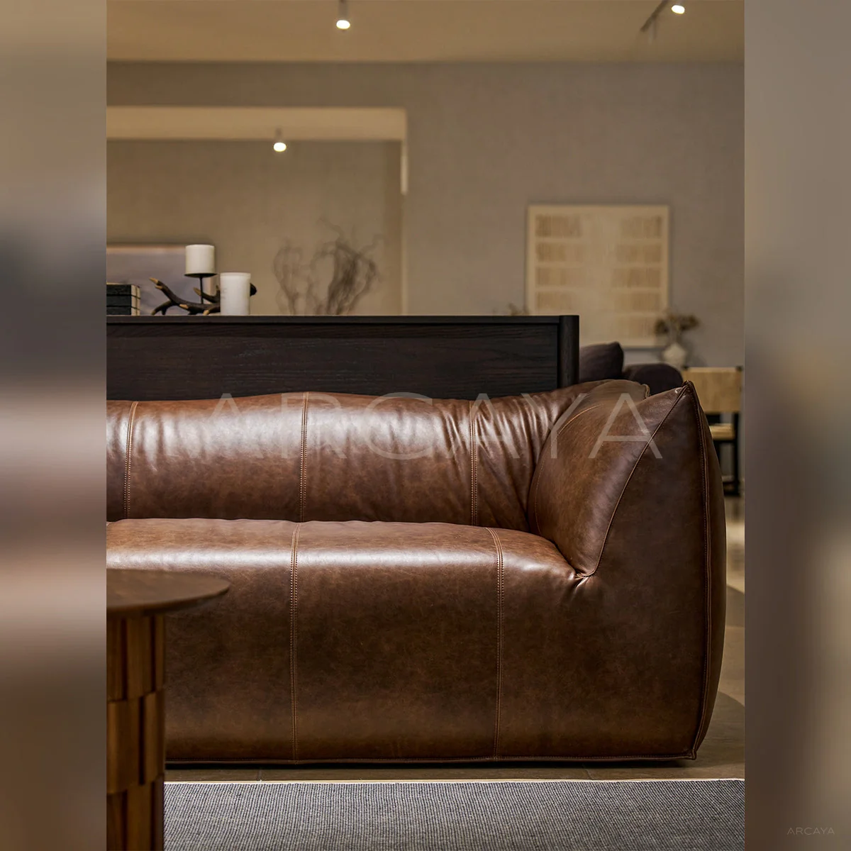 Riva Oak Straight Sofa - front view 01