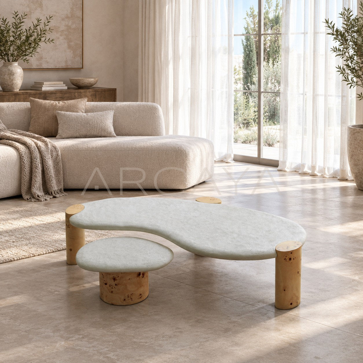 Organic Shape Stone Top Coffee Table