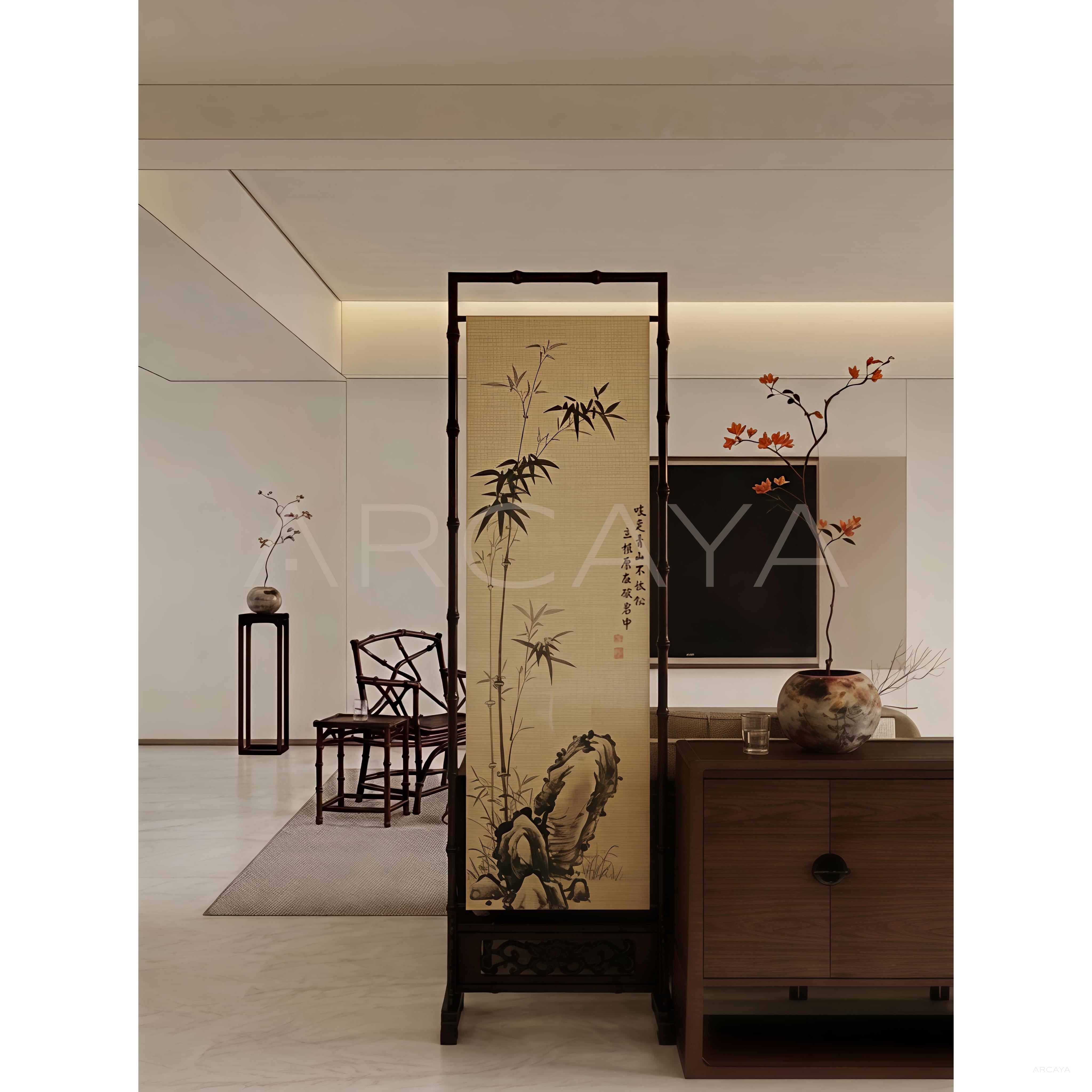 Movable Double Sided Entryway Screen - scene