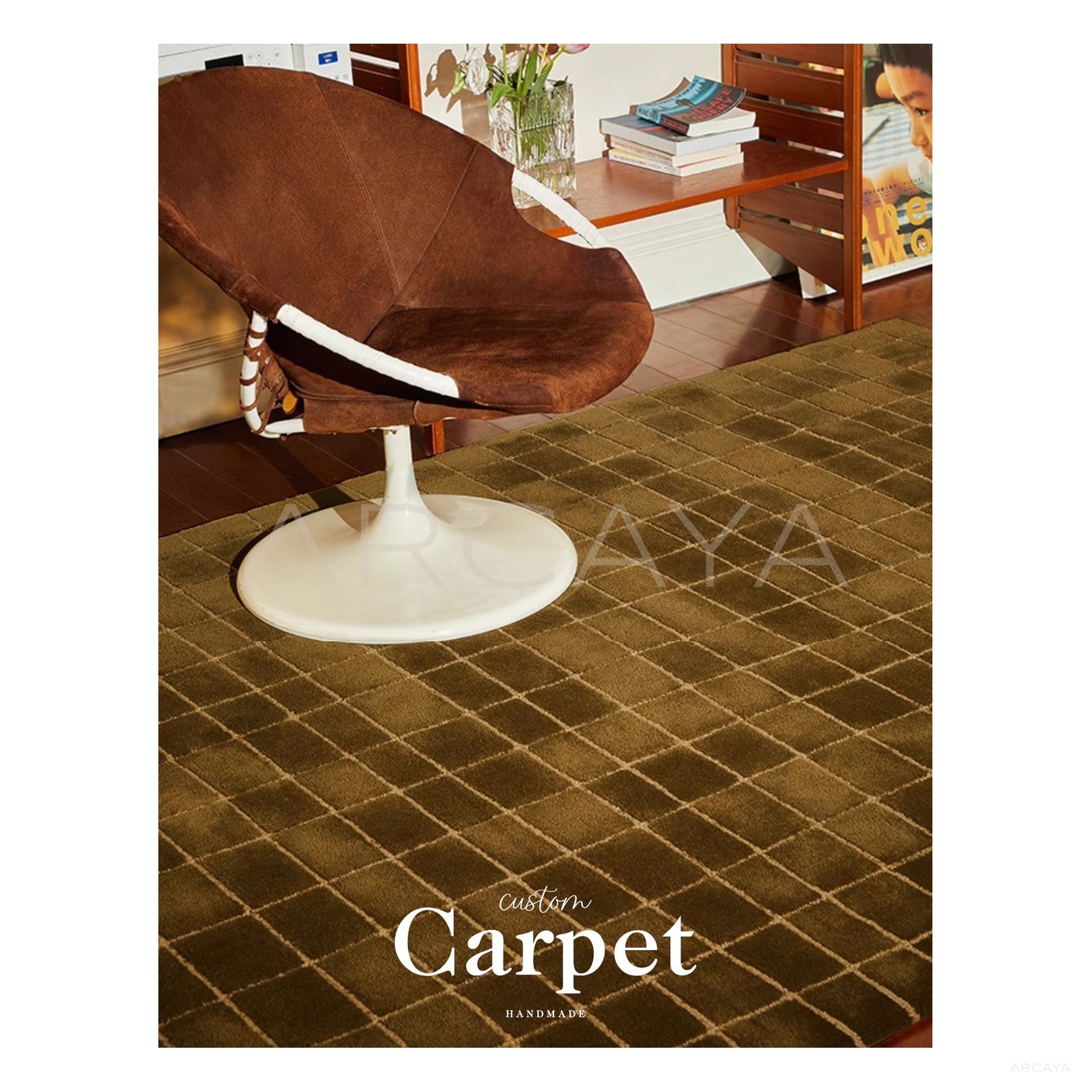 Olive Fine Check Rug Dsm P004 C03 - scene