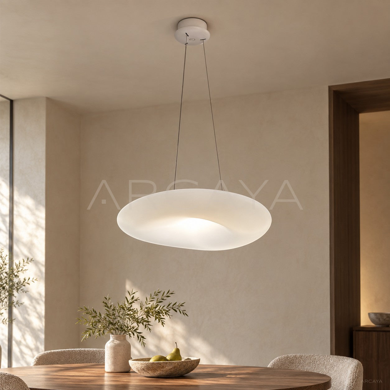 White Saucer Pendant Light 96065