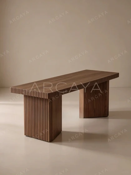 Fluted Oak Dining Table — view 07