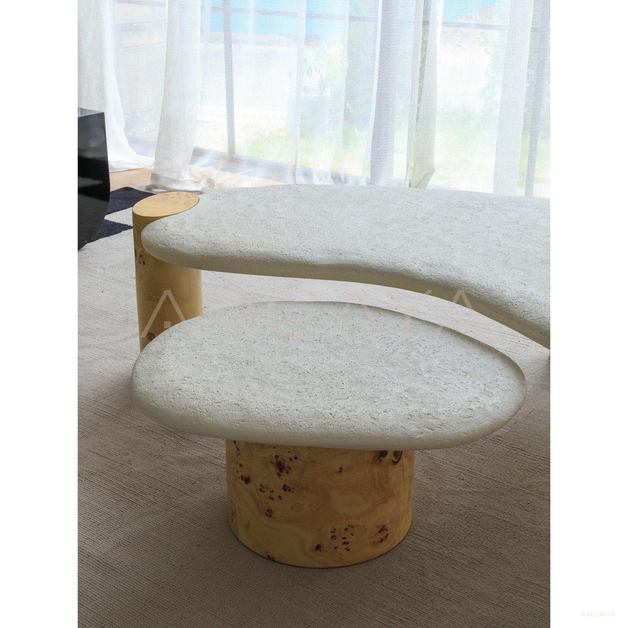 Organic Shape Stone Top Coffee Table - scene