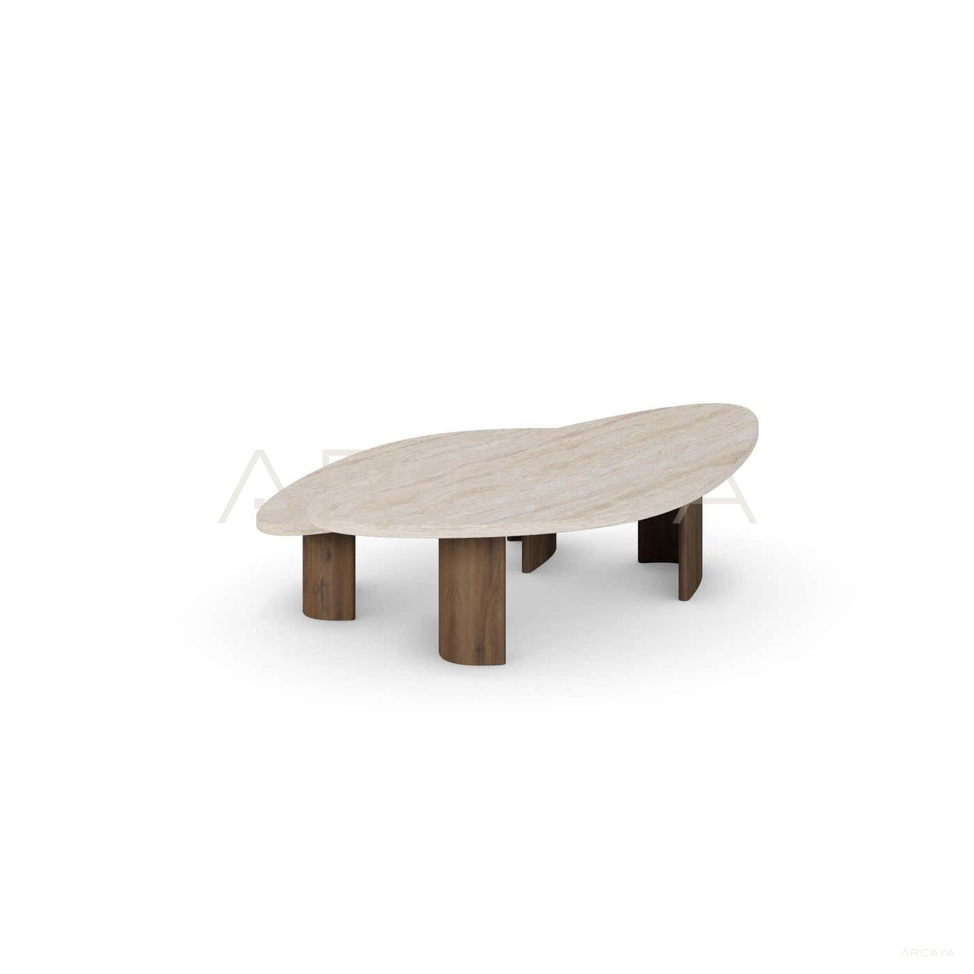 Aston Travertine Solid Wood Coffee Table - scene