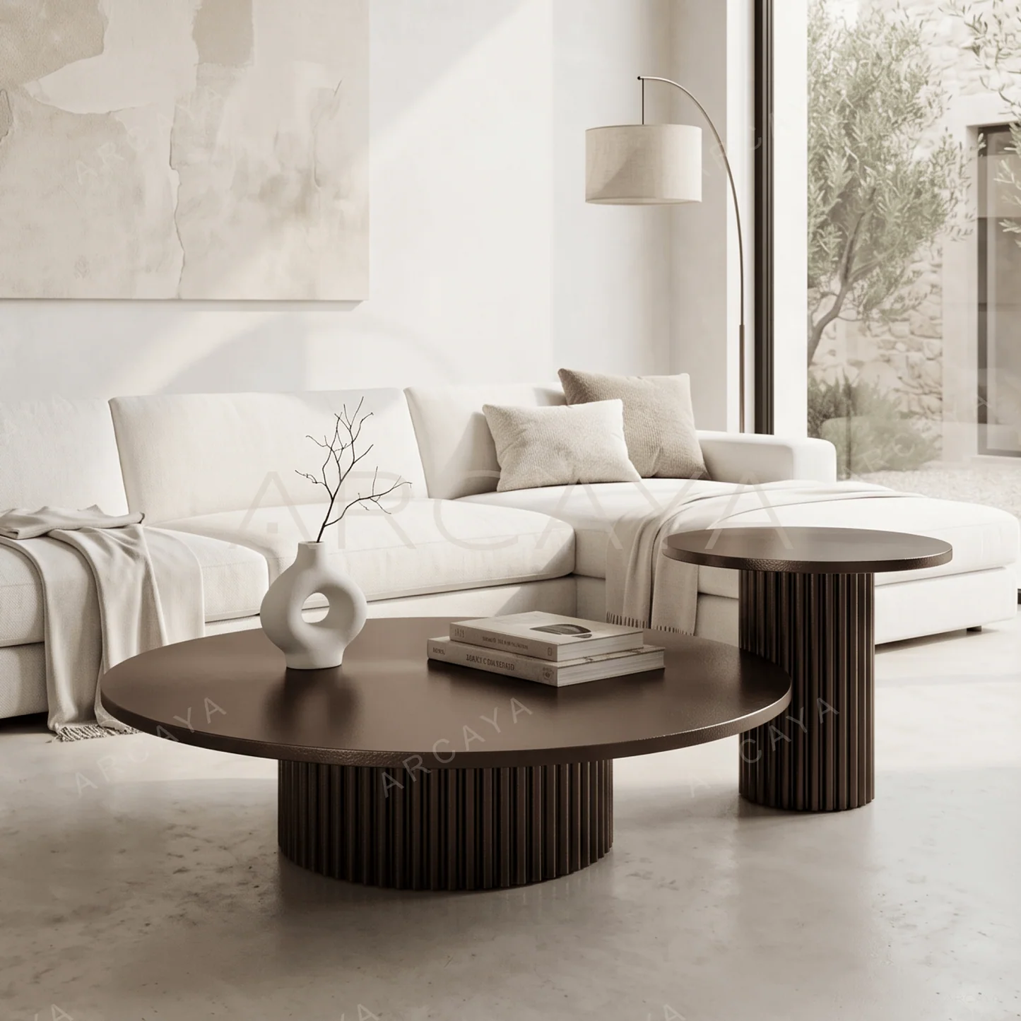 Round Stone Top Accent Tables