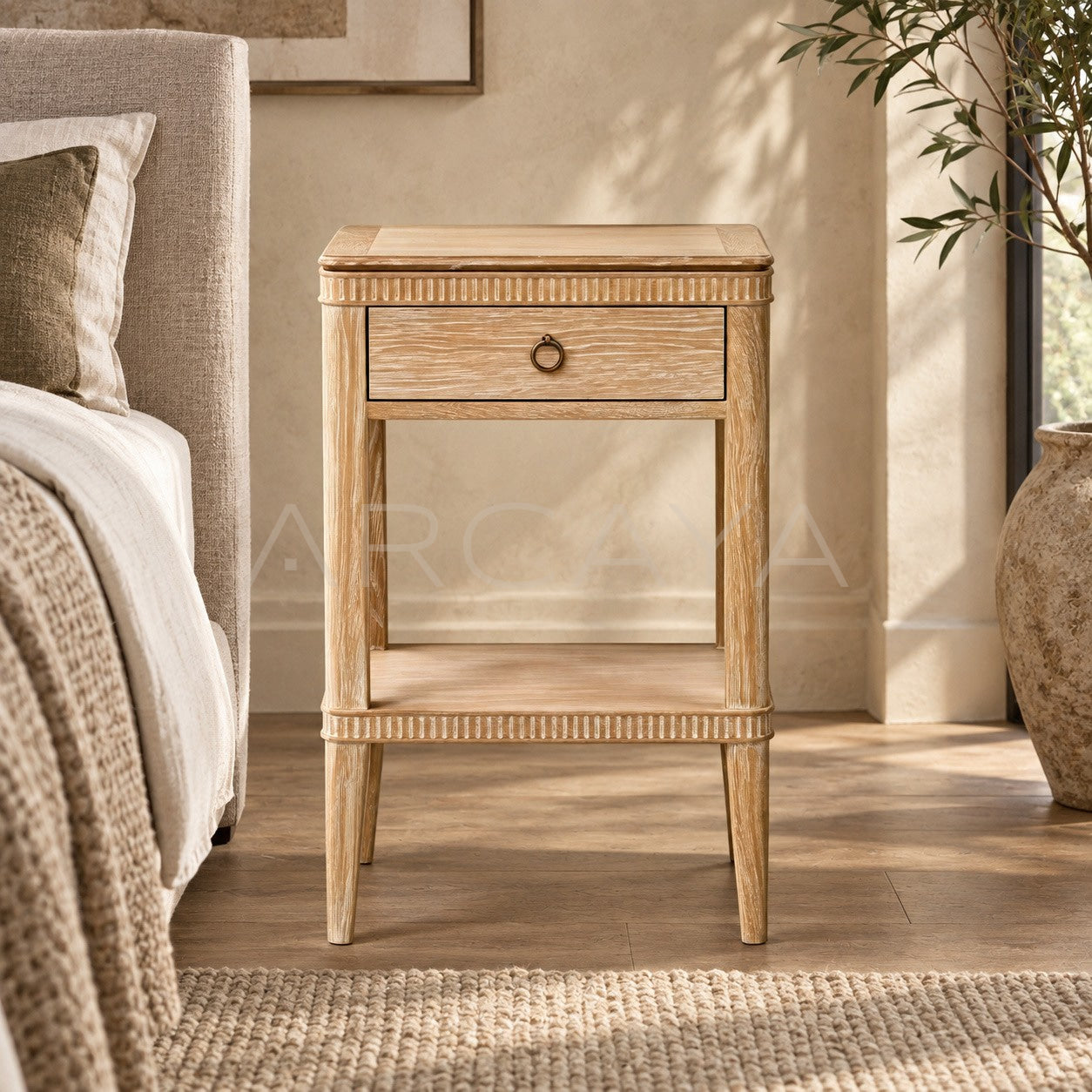 Oak Nightstand French - scene