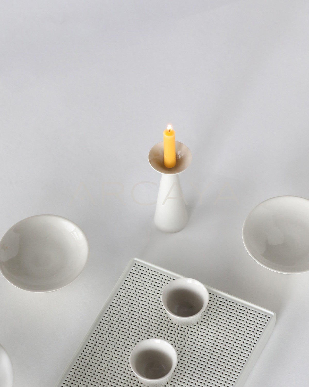 Sunxun Collab White Ceramic Candle Holder - scene