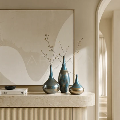 Blue Gold Drop Vase — styled interior view 1