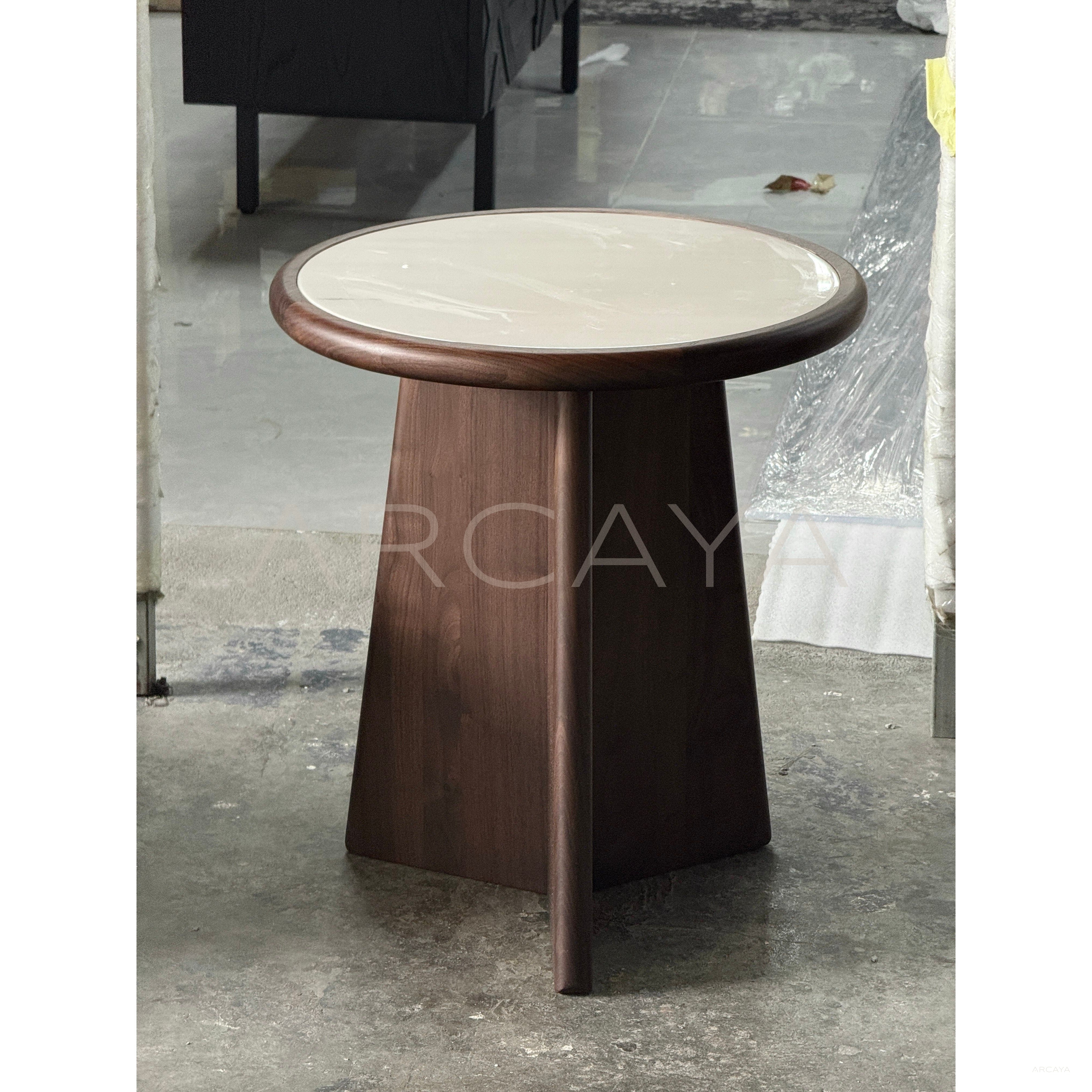 Black Walnut Marble Side Table