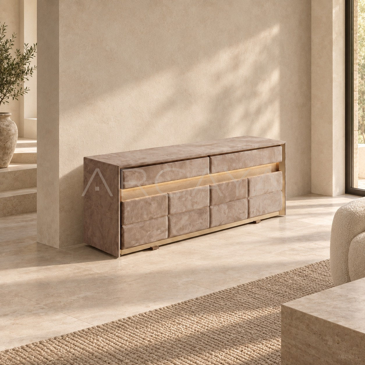 Italian Velvet Multi Drawer Chest