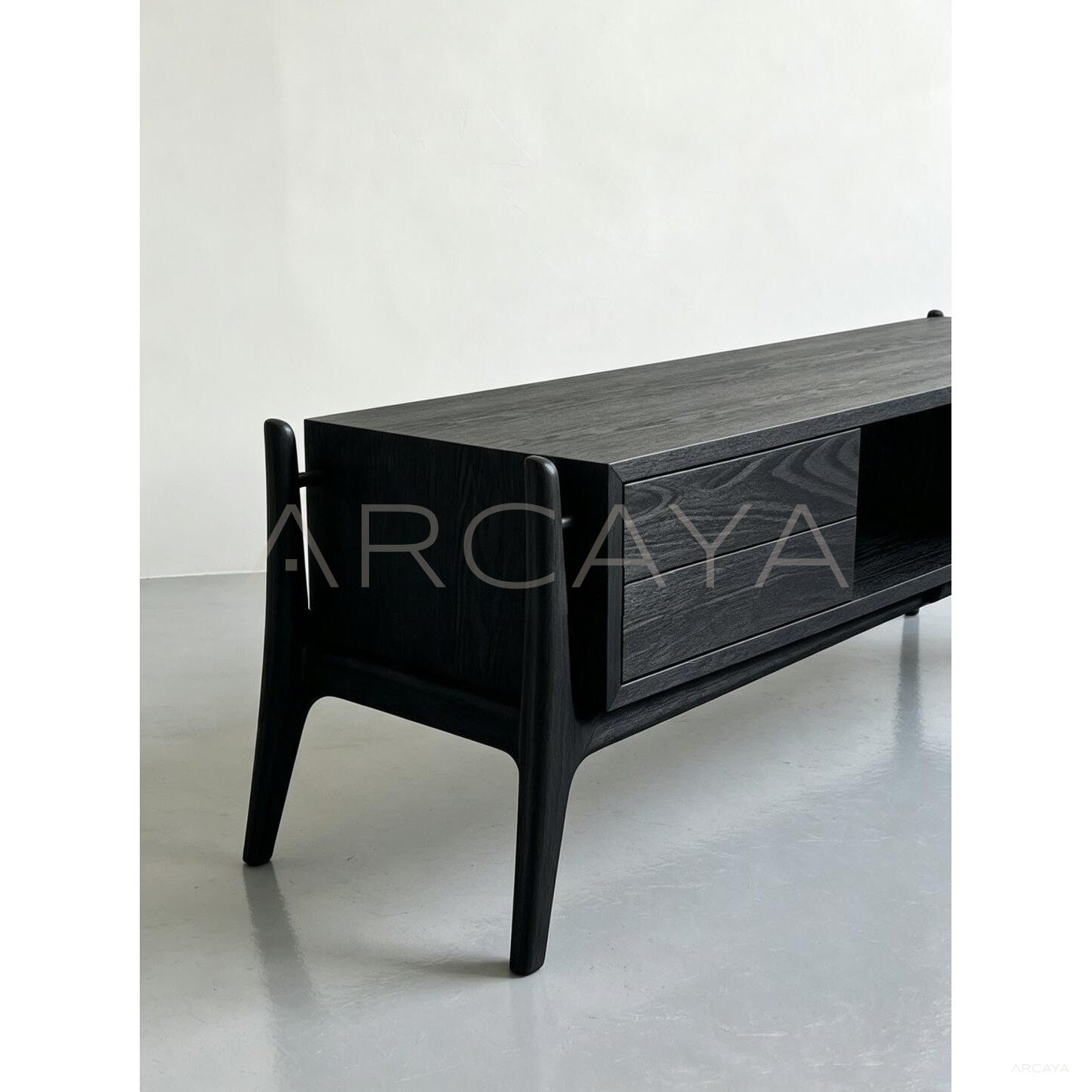 Minimalist Black Ash Tv Stand - scene