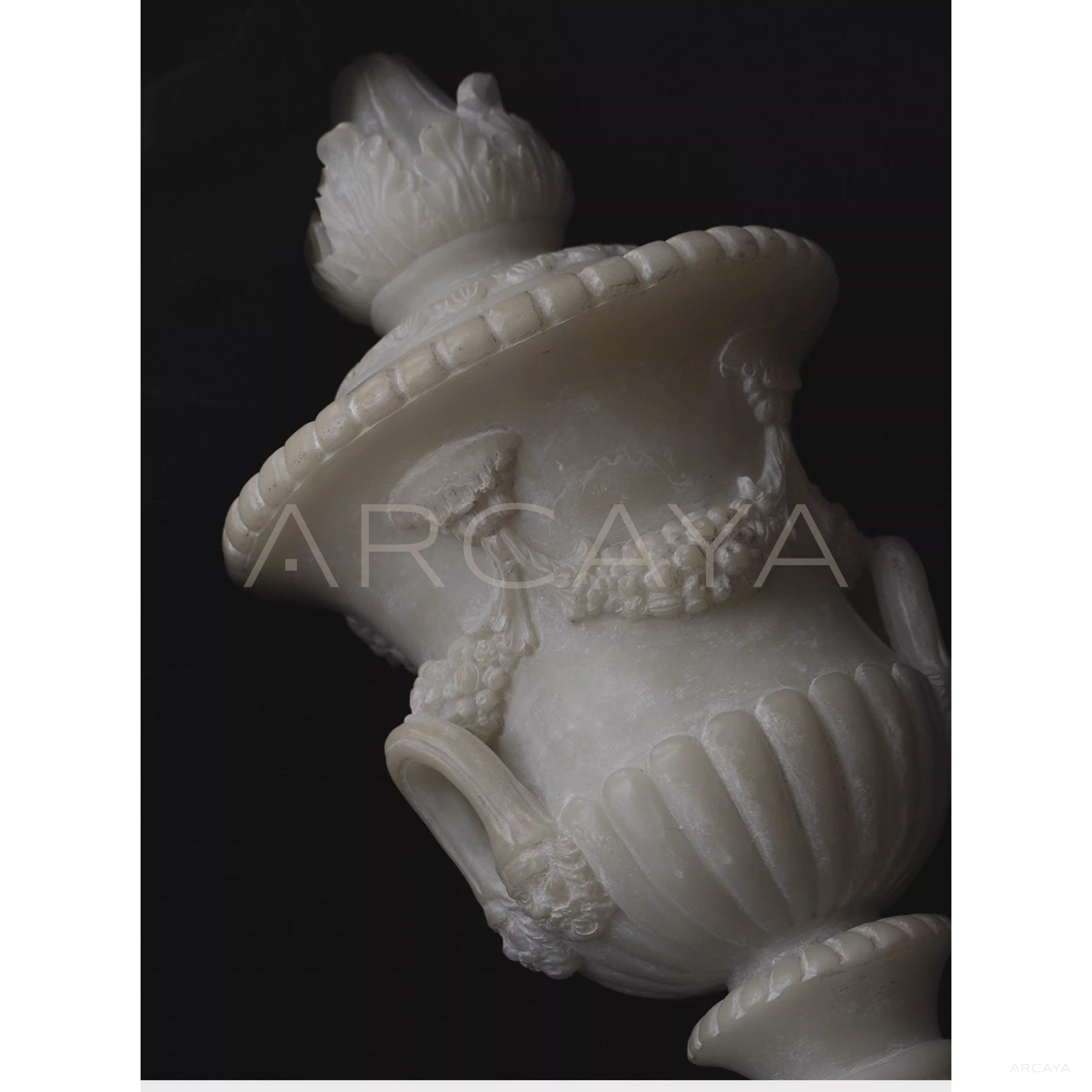 Faux Jade Carved Lidded Jar