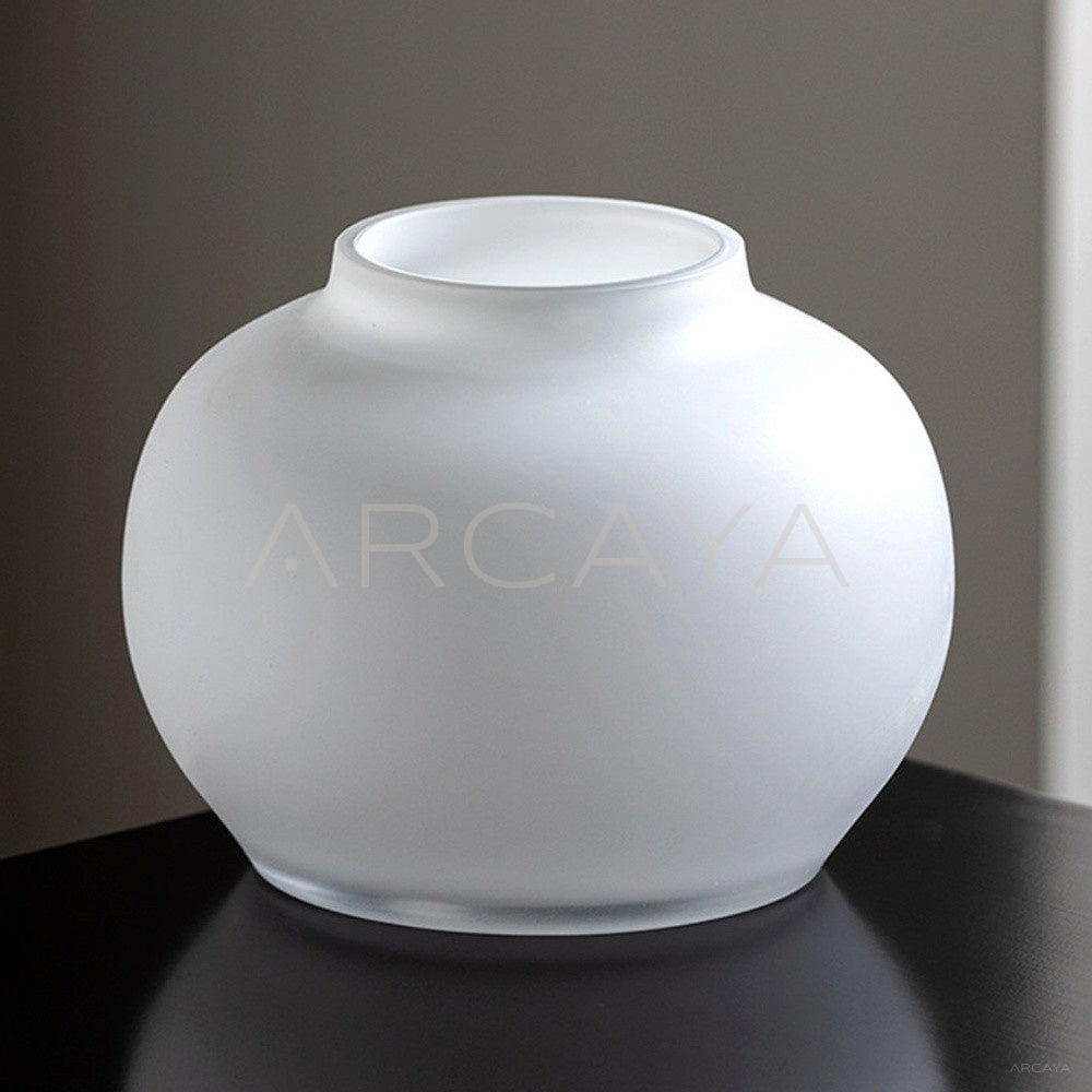 Mist White Frosted Gourd Glass Vase