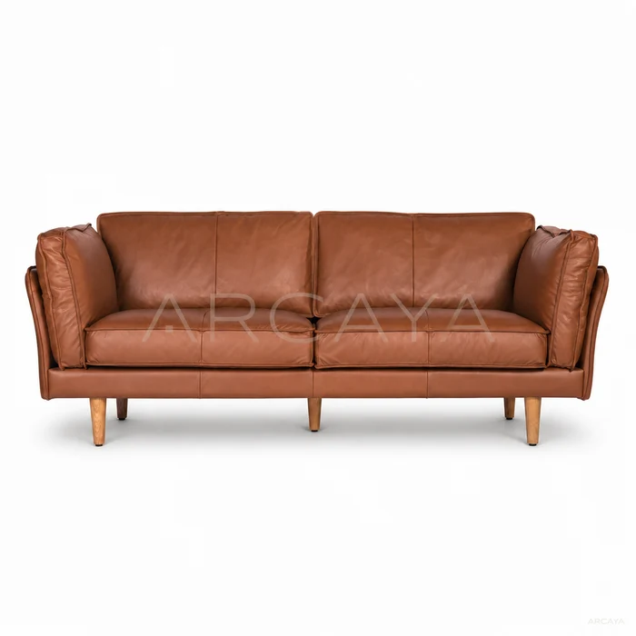 Juno Cedar Straight Sofa - product view with realistic grounded contact shadow