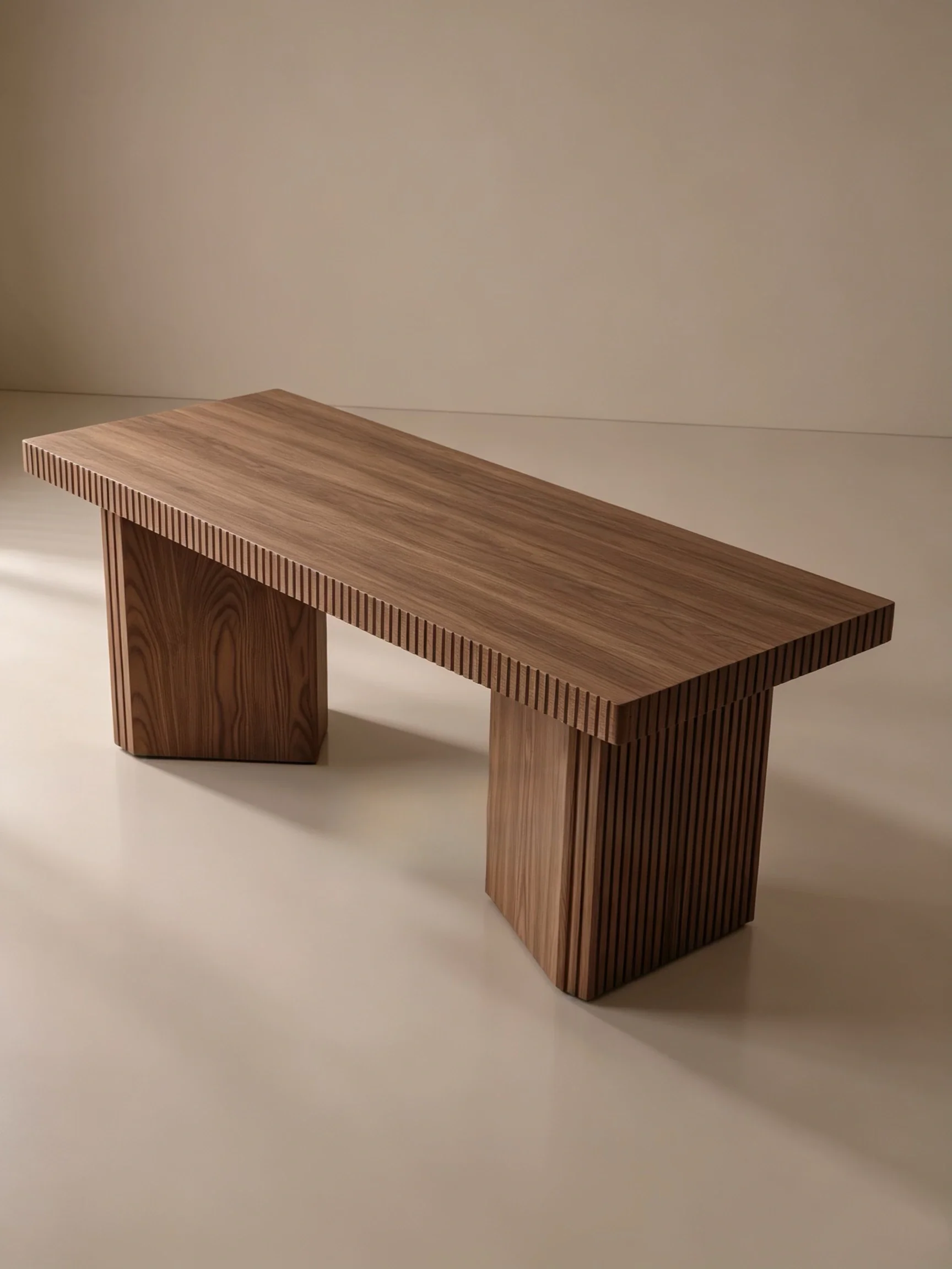 Fluted Oak Dining Table in a finished interior.