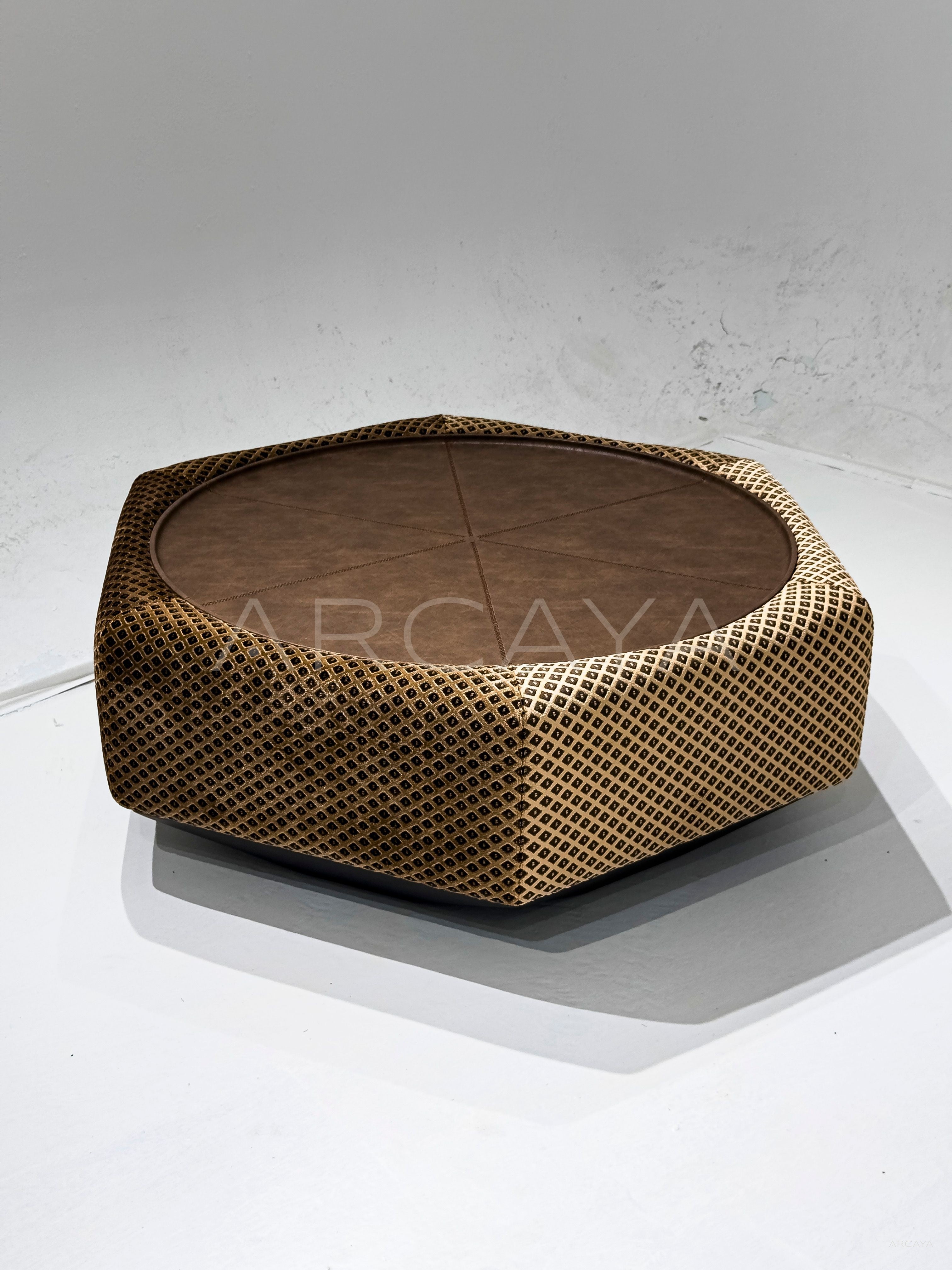 Leather Plaid Fabric Coffee Table - scene