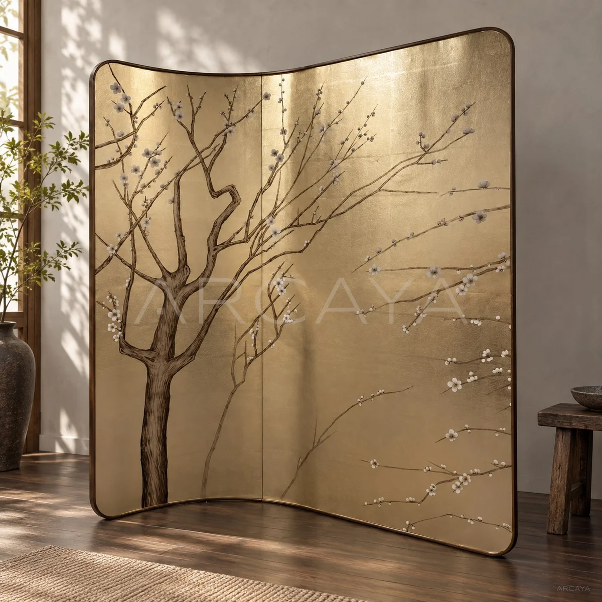 Reflective Gold Leaf Folding Screen