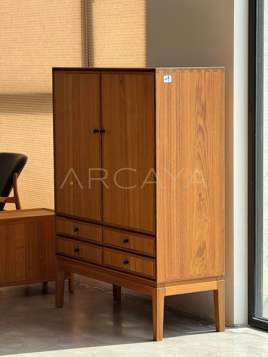 Burmese Teak Tea Room Two Door Cabinet - scene