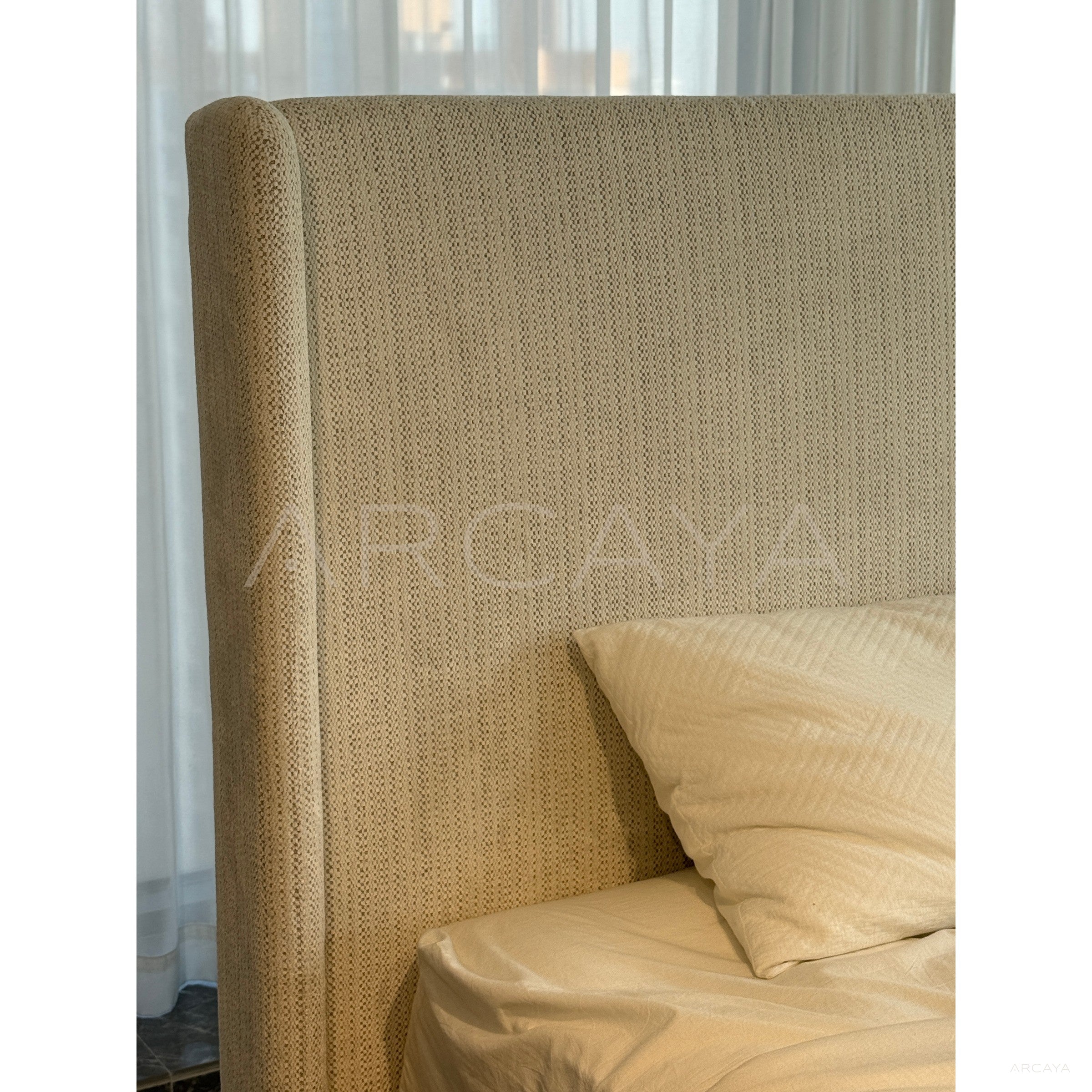 High Headboard Fabric Bed - scene