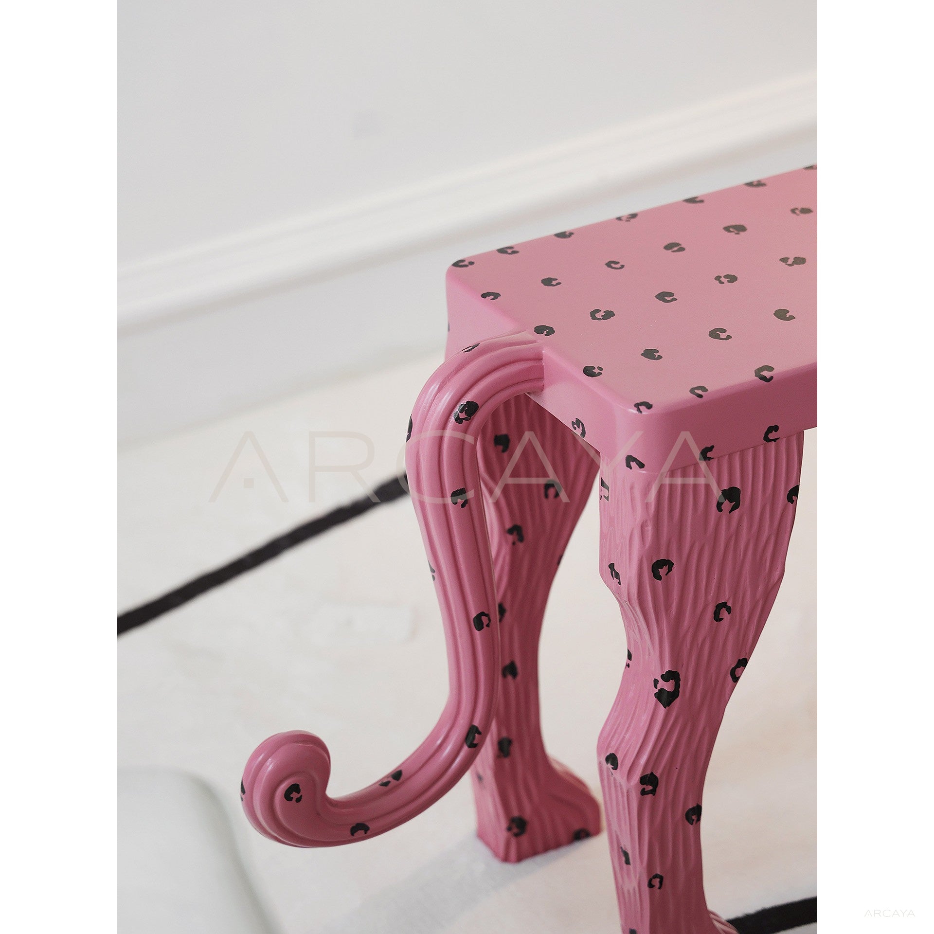 Pink Leopard Bench - scene