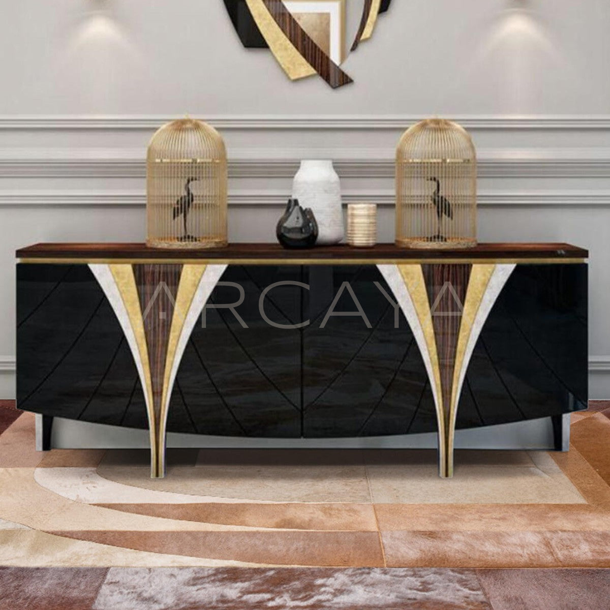 Natural Cowhide Texture Rug - scene
