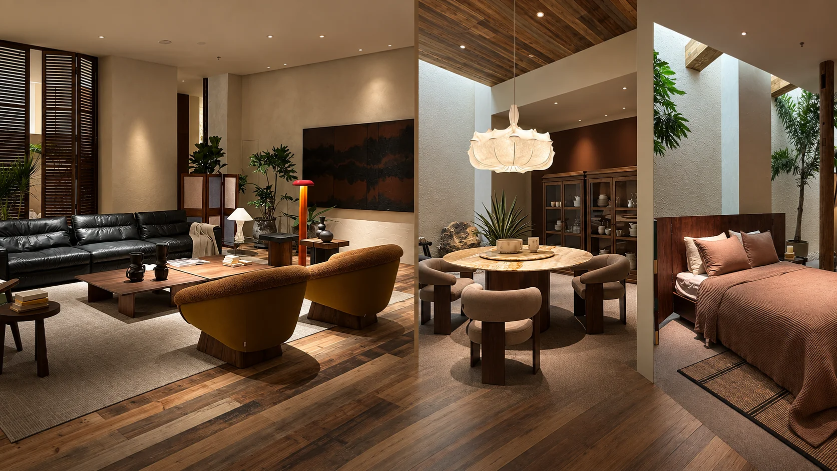 Curated living, dining and bedroom furniture interiors