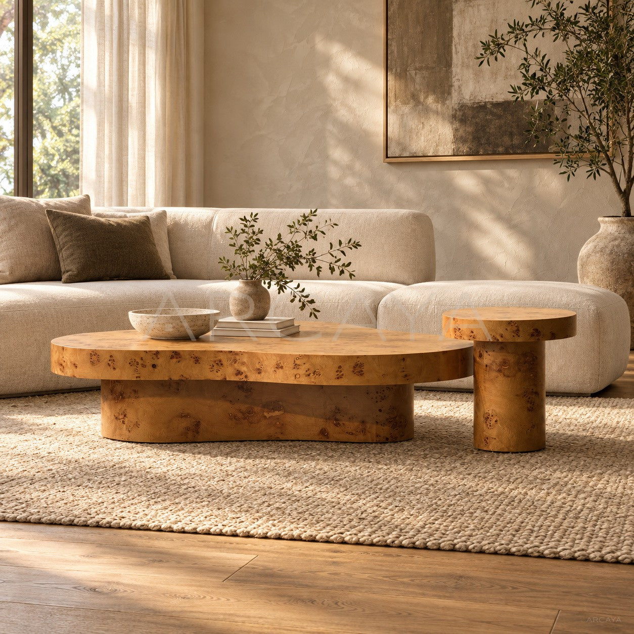 Burl Wood Irregular Coffee Table