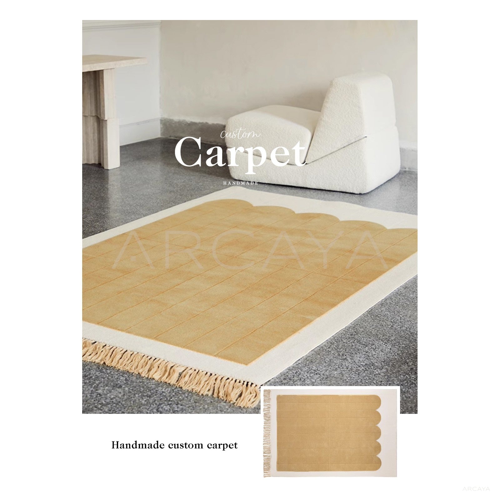 Light Yellow Stripe Fringe Rug Dsm P030 F - scene