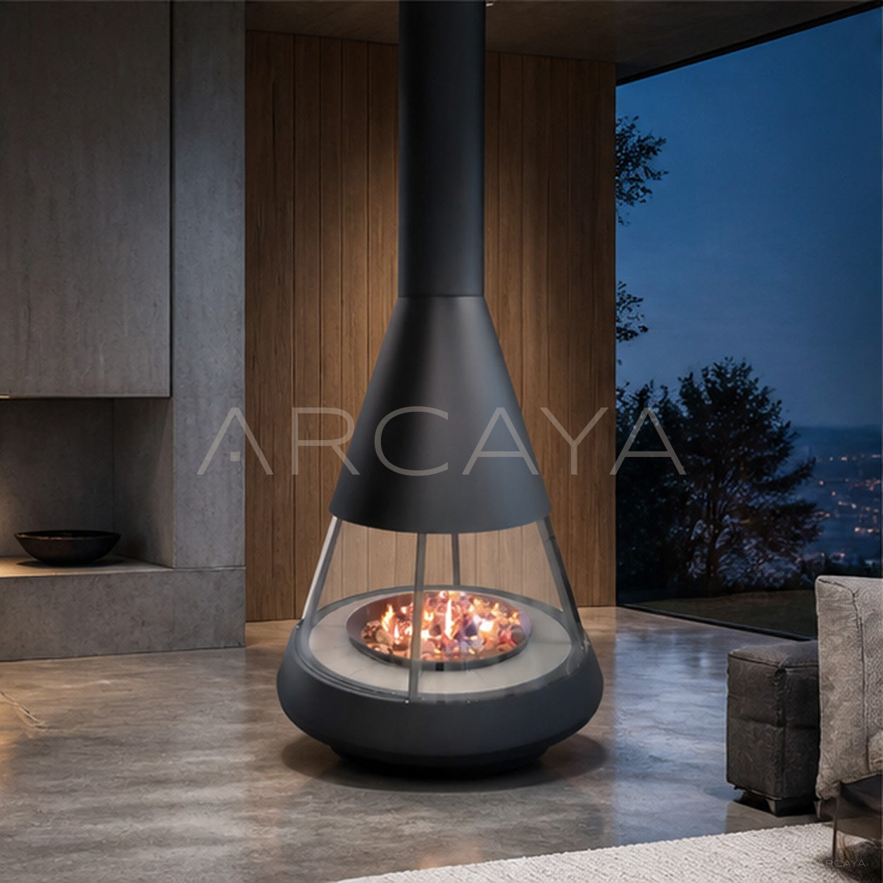 Nydia Hanging Fireplace - scene