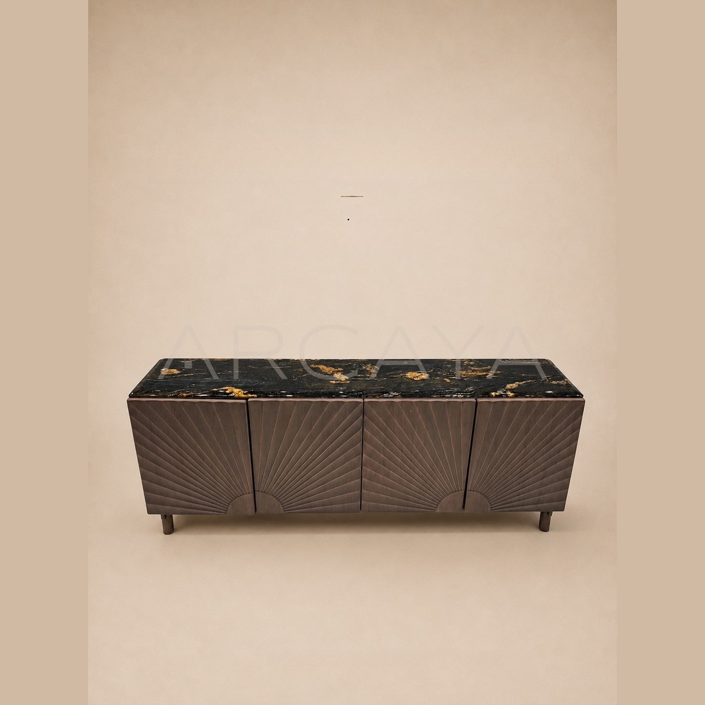 Daze Cosmic Gold Stone Walnut Console Cabinet