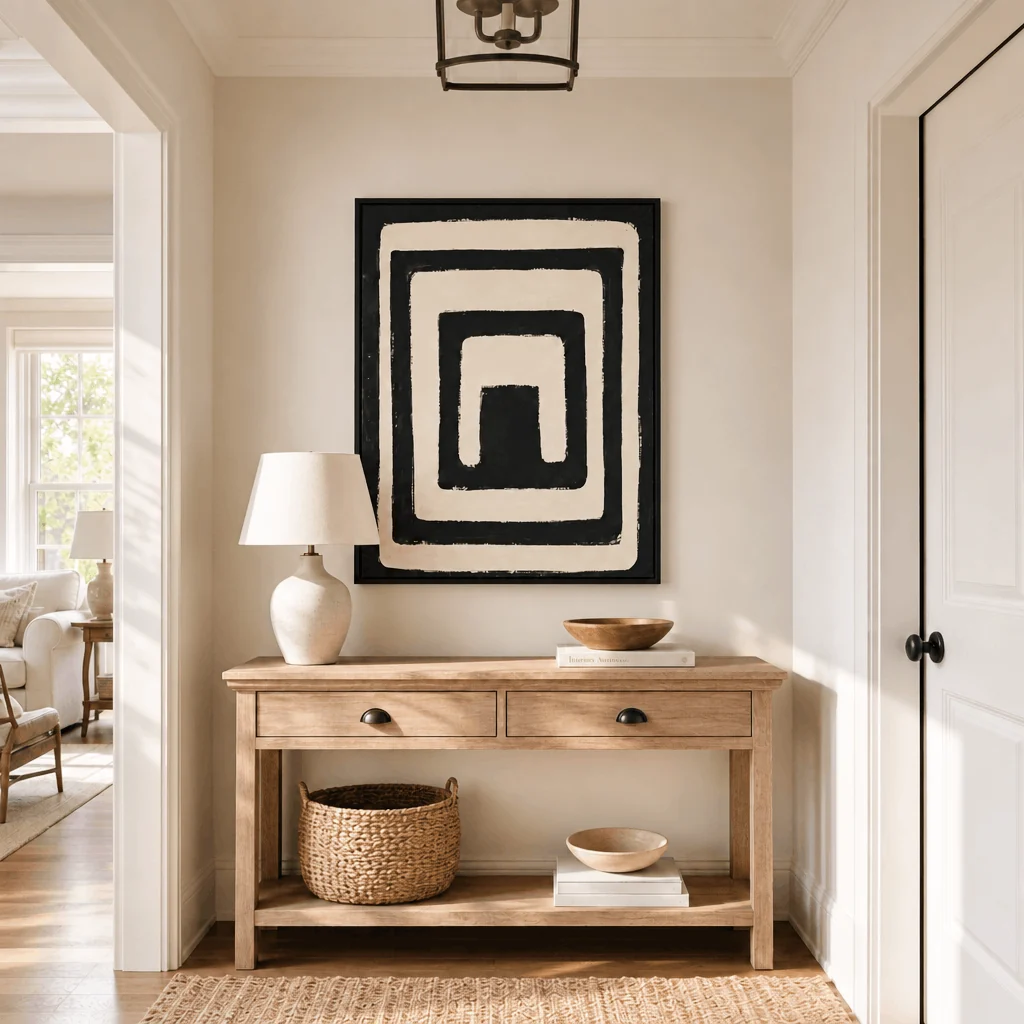 Textured Lines Wall Art in a finished interior.
