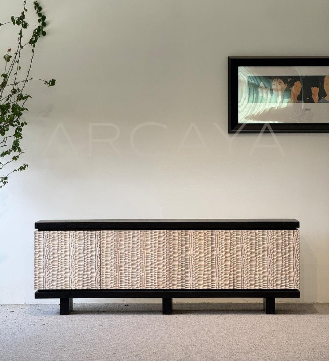 Hammered Solid Wood Storage Cabinet - scene