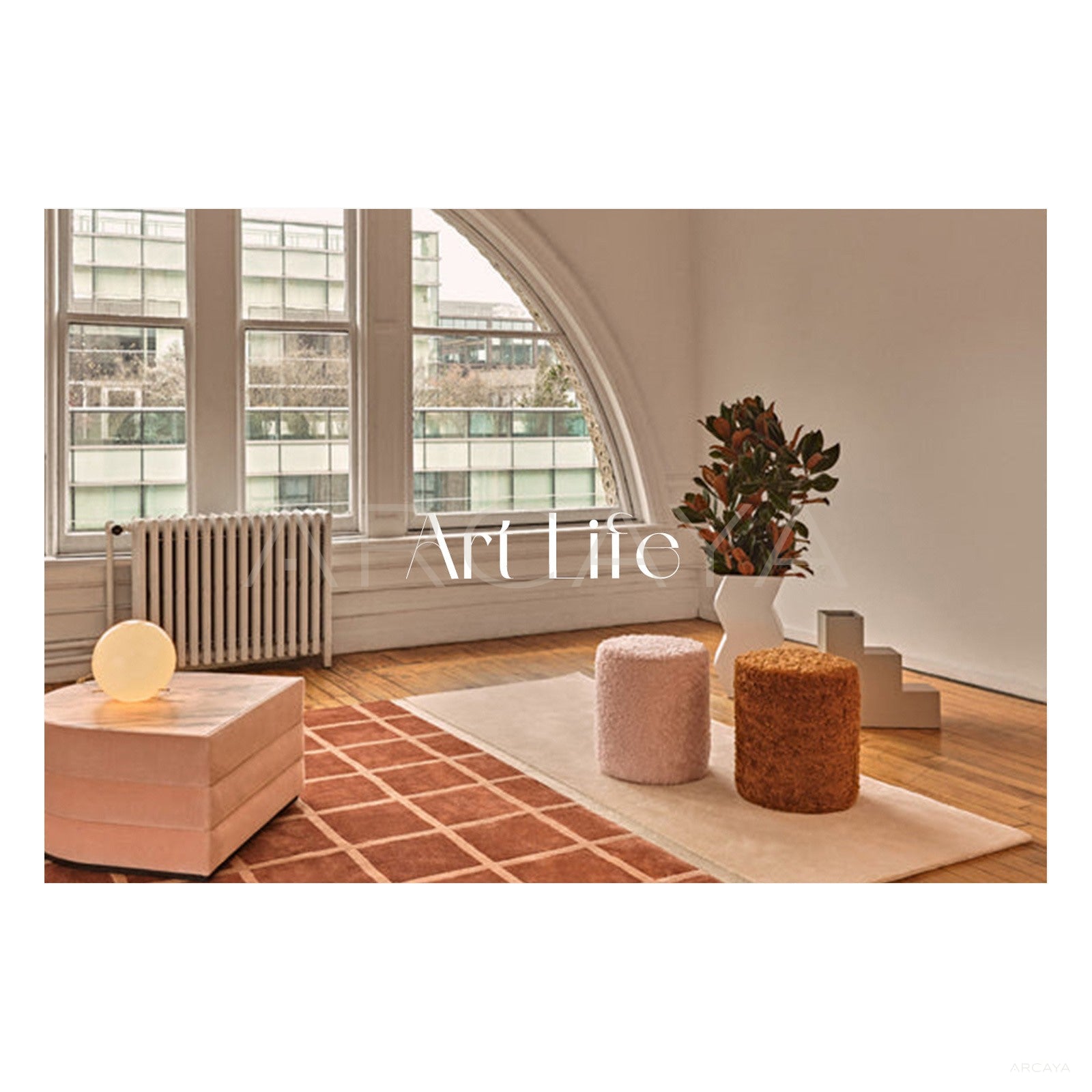 Terracotta Fine Check Patchwork Rug Dsm P014 C02 - scene