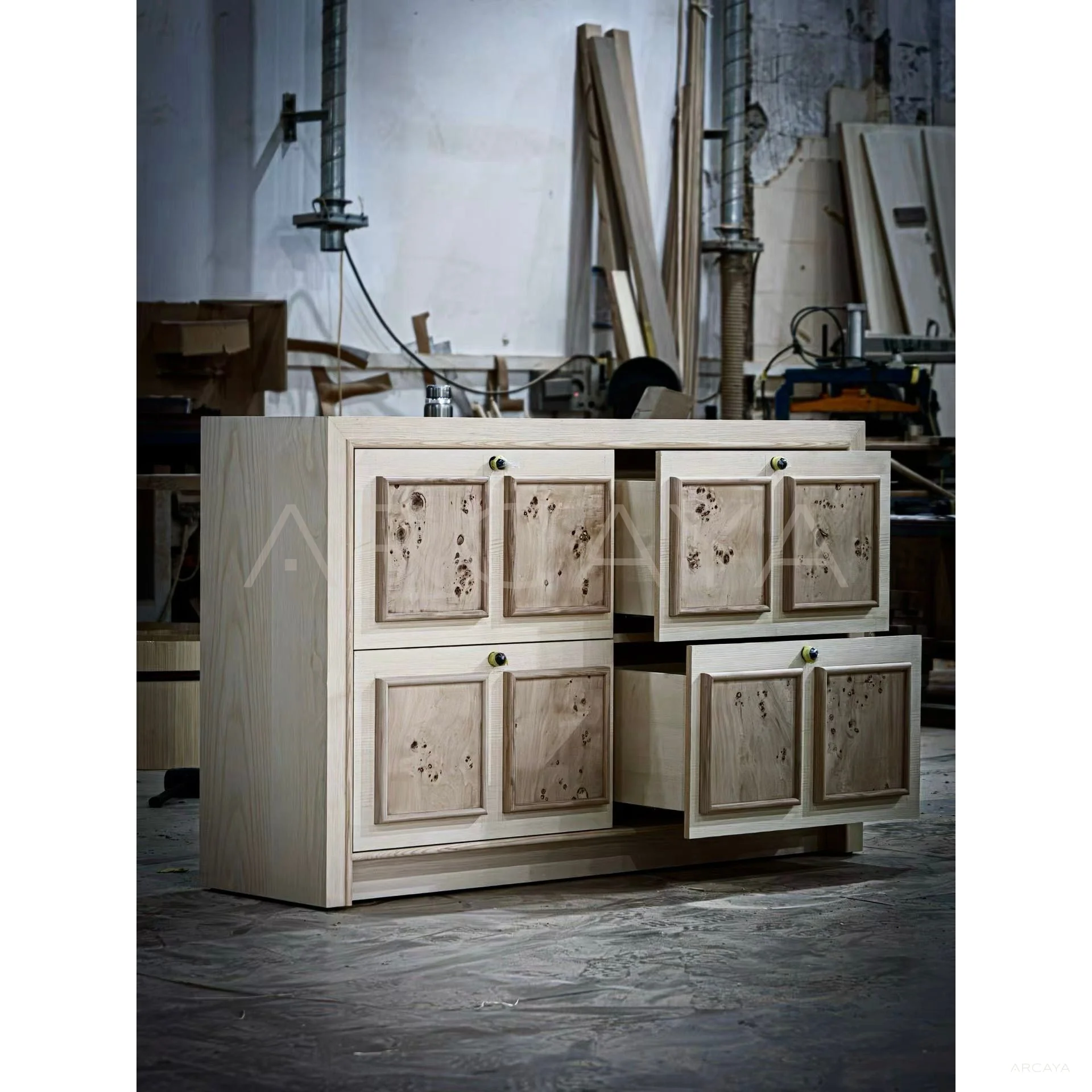 Mid Century Storage Cabinet Unfinished in detail