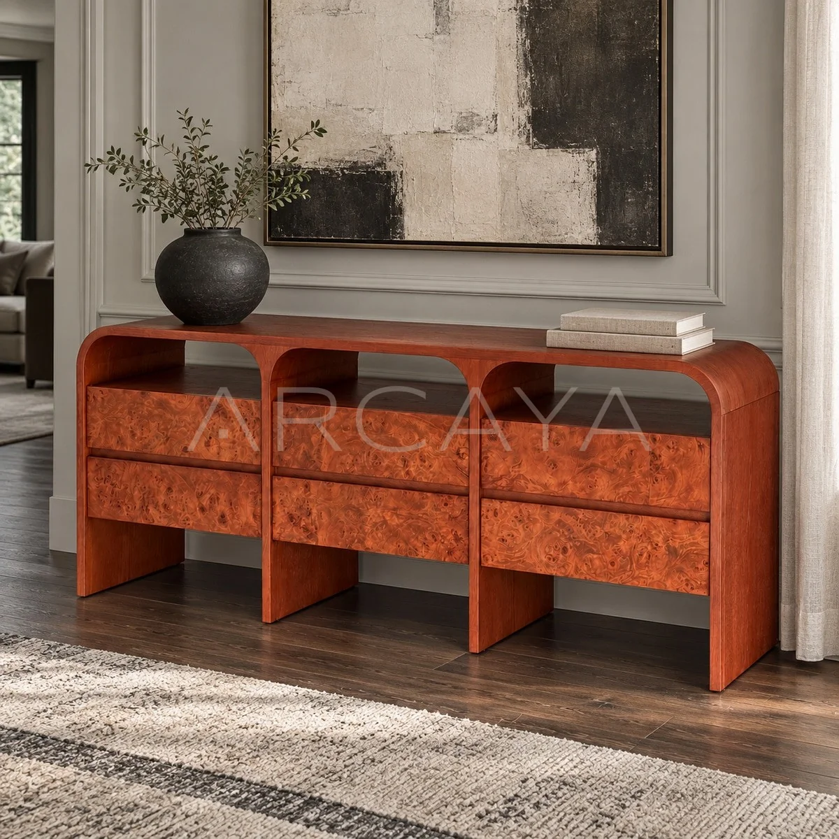 Mid Century Burl Wood Sideboard - main