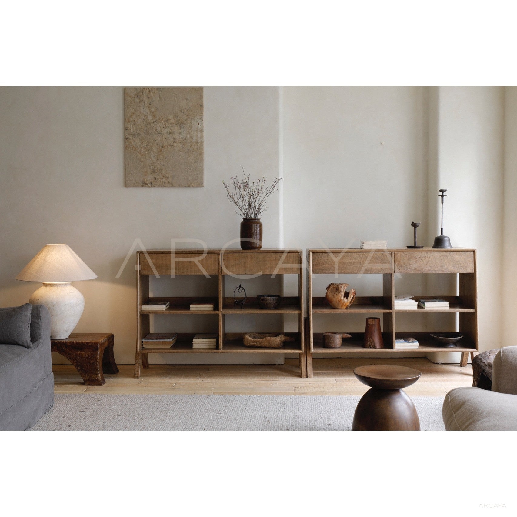 Open Two Drawer Storage Cabinet