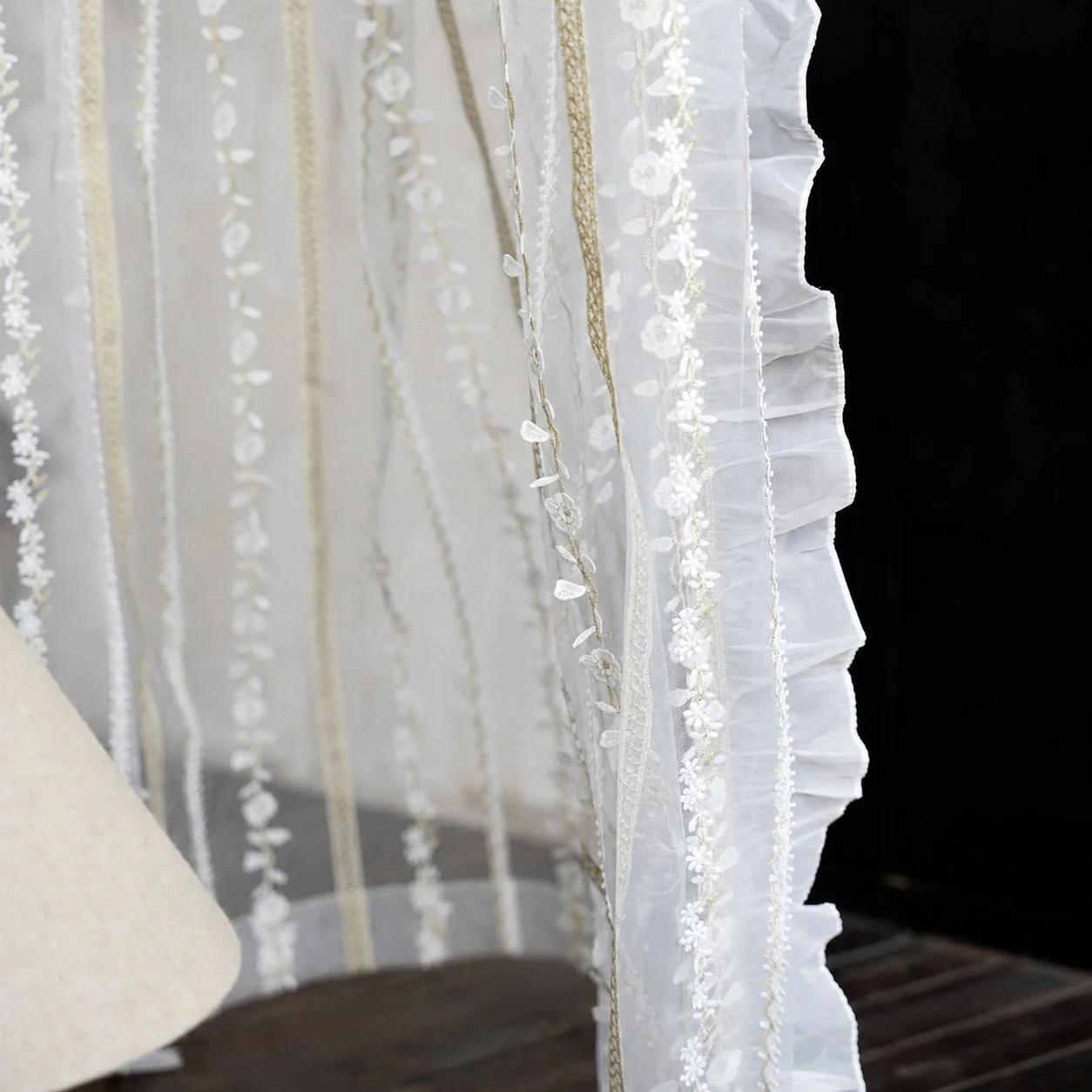 Dahlia Oak Curtain Panel in a finished interior.