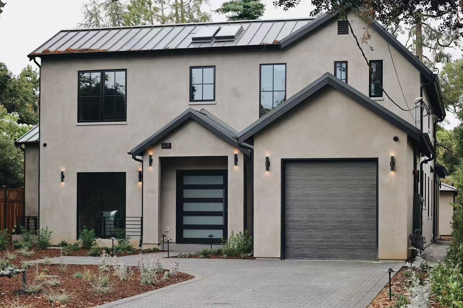 Front elevation of the contemporary residence