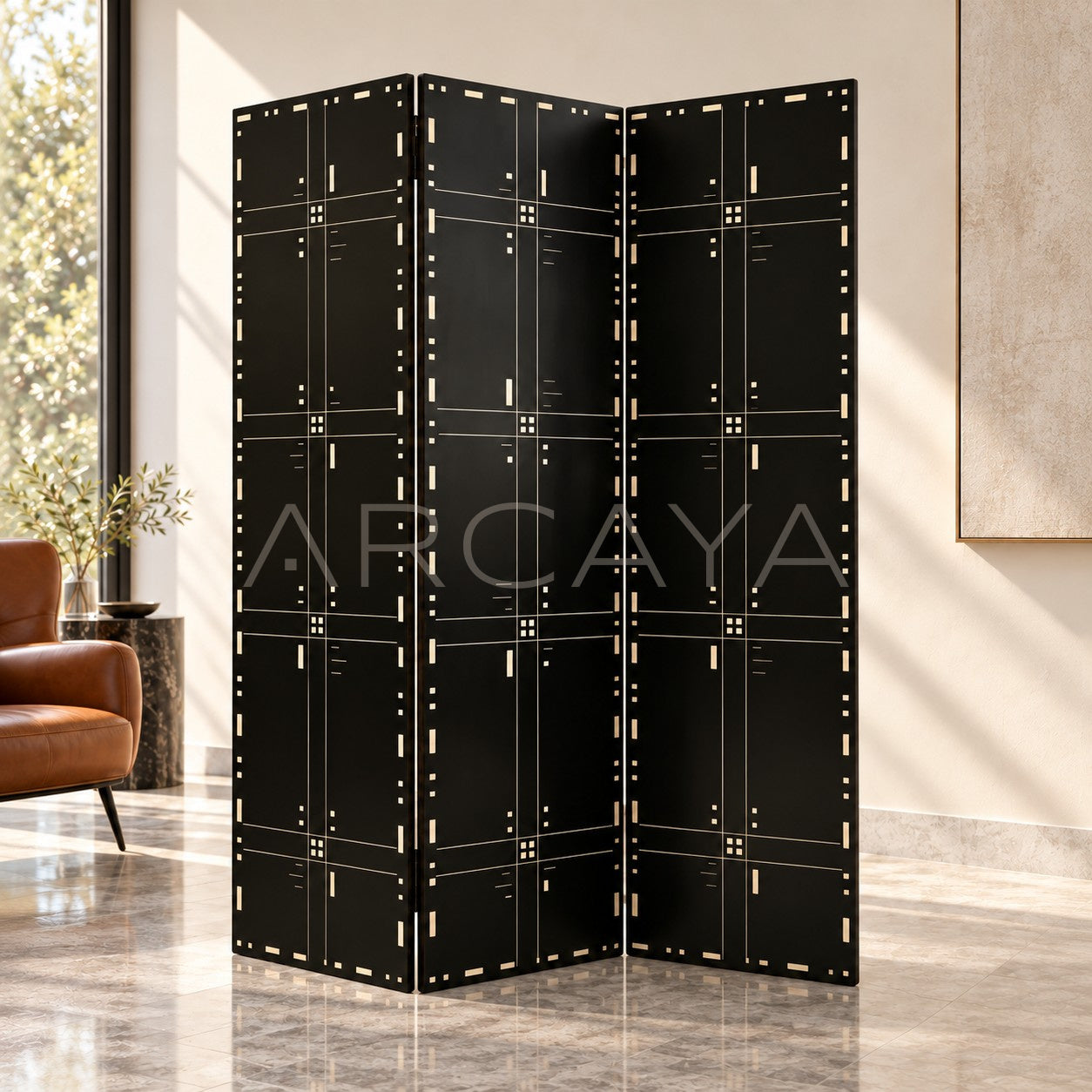 Bauhaus Geometric Folding Screen - main